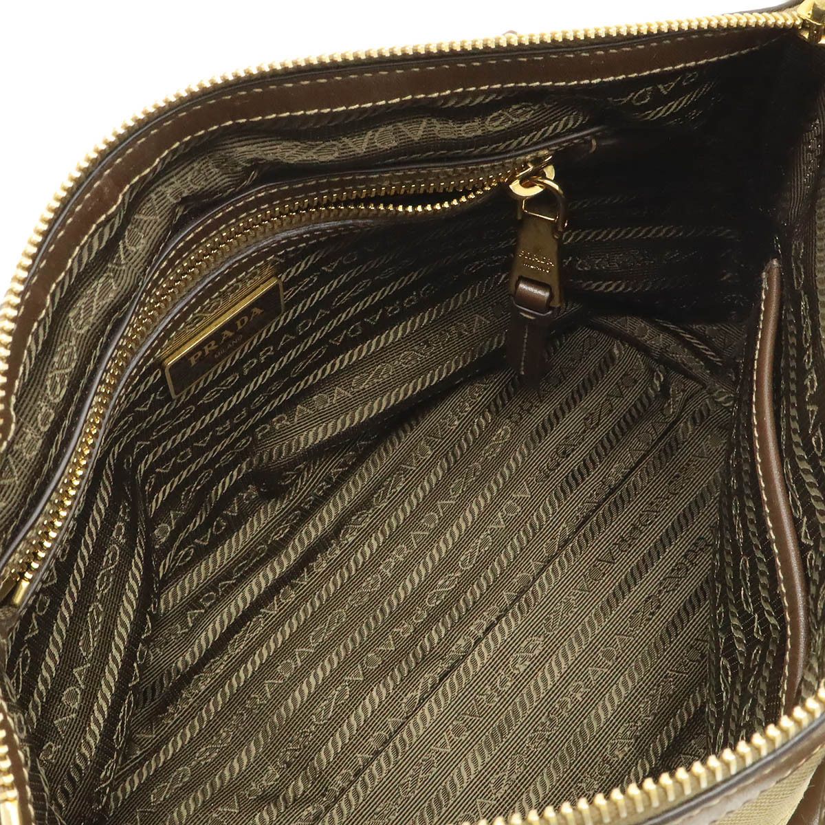 Prada Prada Prada Logo Jacquard Canvas Leather 2way Bag Textile Shoulder Bag 1BA111 DUTY FREE for USA Size ONE SIZE - 8 Thumbnail