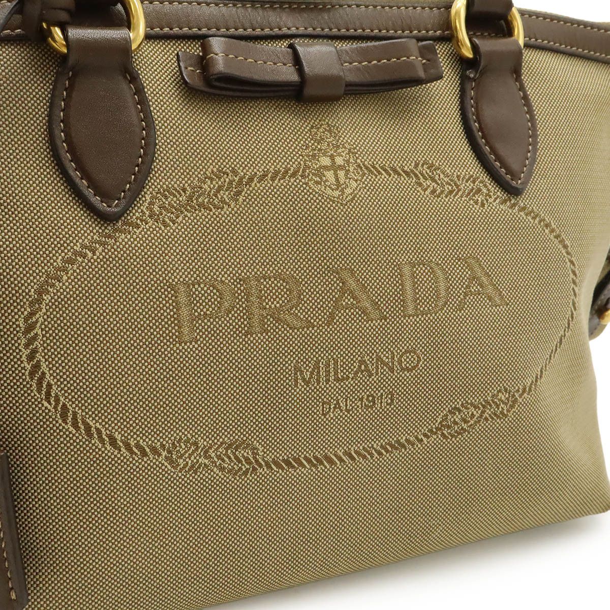Prada Prada Prada Logo Jacquard Canvas Leather 2way Bag Textile Shoulder Bag 1BA111 DUTY FREE for USA Size ONE SIZE - 9 Thumbnail