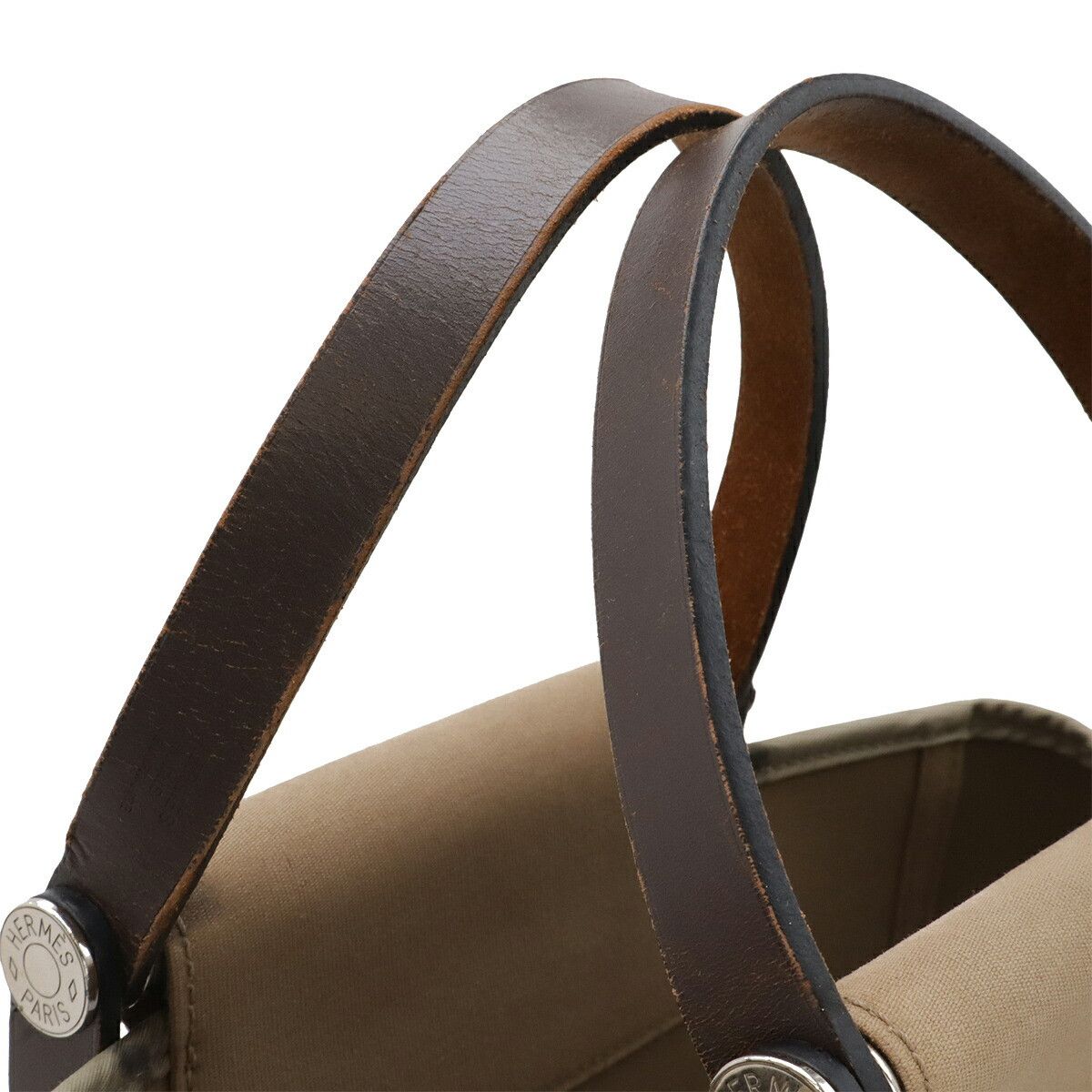 Hermes Hermes Hermès CabasPM Toile Officier Leather 2way Bag Textile Tote Bag Stamp O (2011) DUTY FREE for USA Size ONE SIZE - 6 Thumbnail