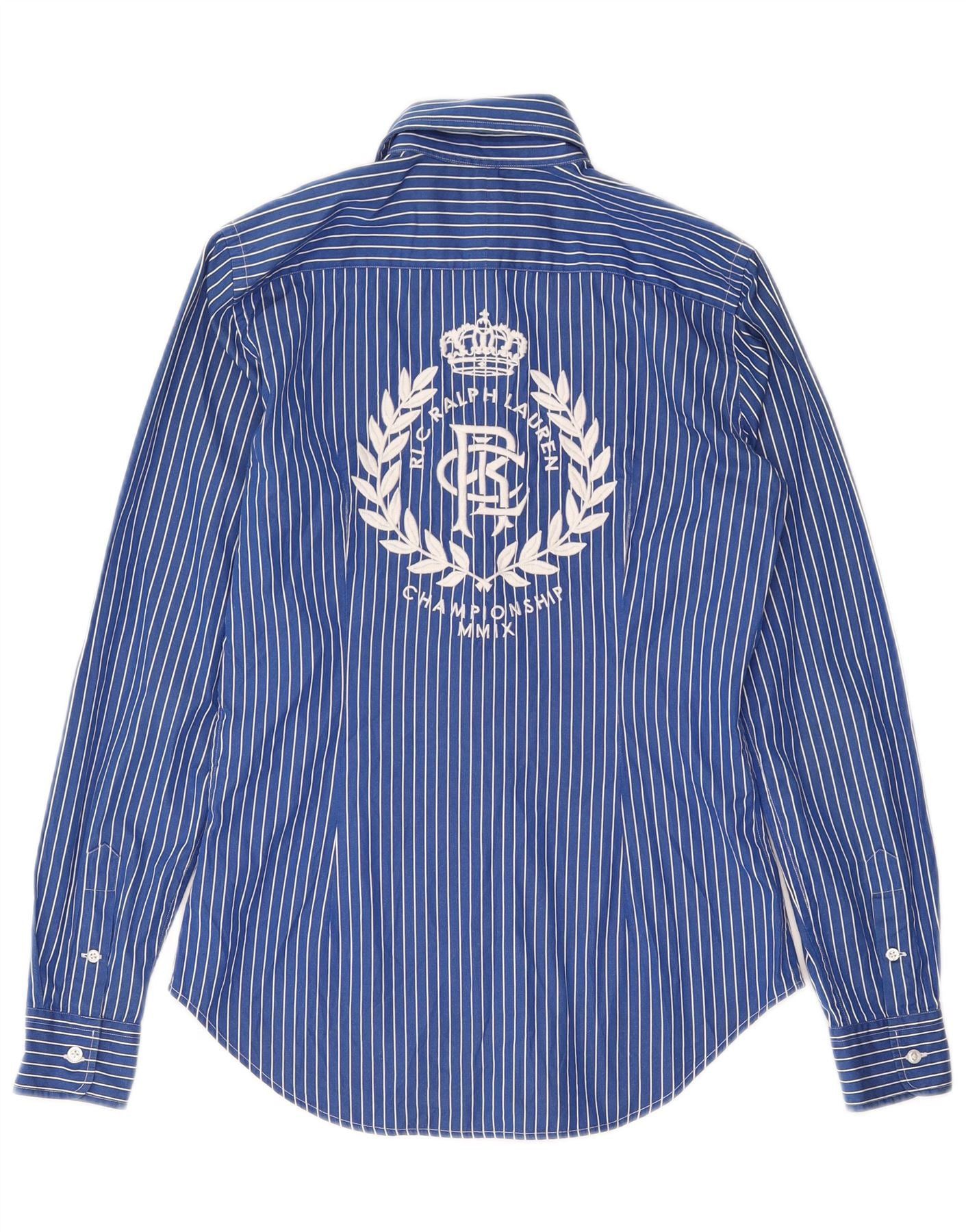 Ralph Lauren Womens Graphic Shirt US 4 Small Blue Striped Cotton Size XS / US 0-2 / IT 36-38 - 2 Thumbnail