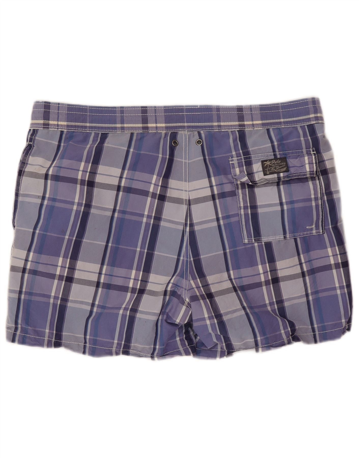 Polo Ralph Lauren Mens Swimming Shorts Medium Blue Check Polyester Size US 32 / EU 48 - 2 Thumbnail
