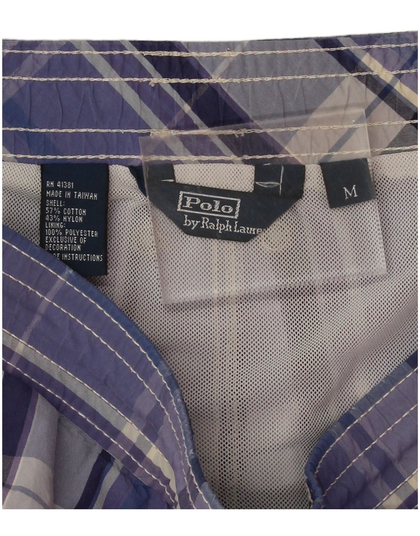 Polo Ralph Lauren Mens Swimming Shorts Medium Blue Check Polyester Size US 32 / EU 48 - 6 Thumbnail