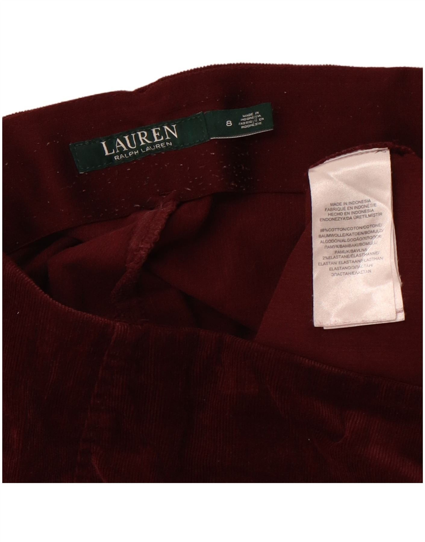 Ralph Lauren Womens Slim Corduroy Trousers US 8 Medium W30 L27 Burgundy Size 27" / US 4 / IT 40 - 3 Thumbnail