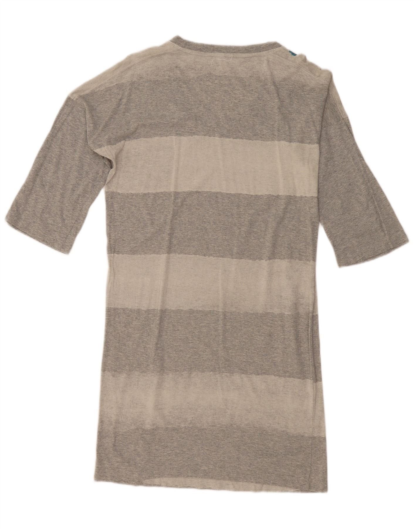 Diesel Womens Overd 3/4 Sleeve T-Shirt Dress UK 10 Small Grey Strip Size M / US 6-8 / IT 42-44 - 2 Thumbnail