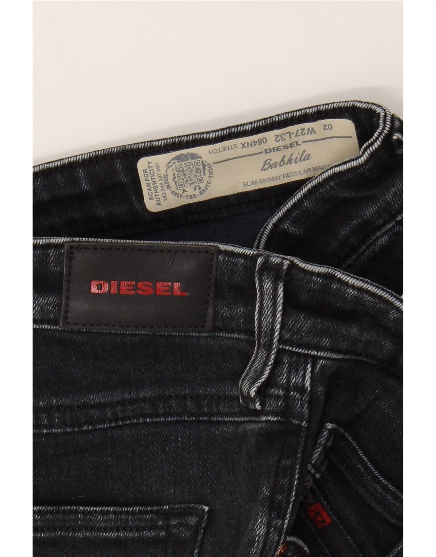 Diesel Womens Babhila Regular Fit Slim Skinny Jeans W27 L27 Black C Size 42" / US 20 - 3 Thumbnail