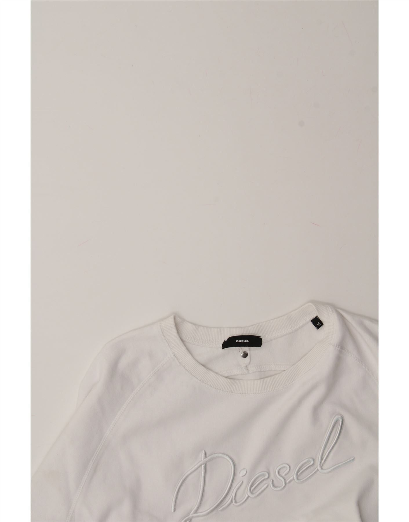 Diesel Womens Graphic Sweatshirt Jumper UK 14 Medium White Cotton Size M / US 6-8 / IT 42-44 - 4 Thumbnail