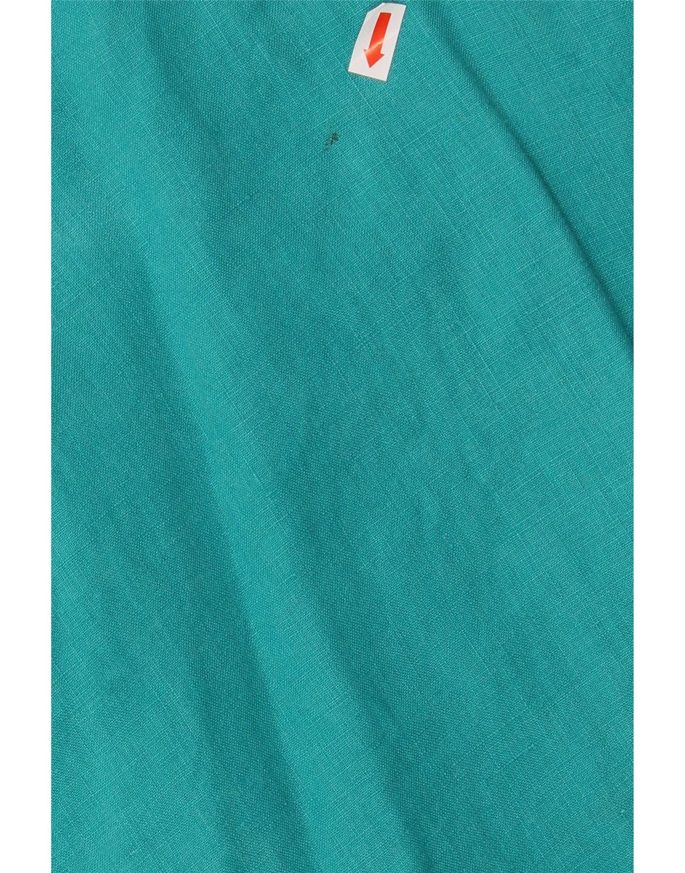 Ralph Lauren Womens Long Sleeve Blouse Top UK 14 Medium Turquoise Linen Size ONE SIZE - 4 Thumbnail