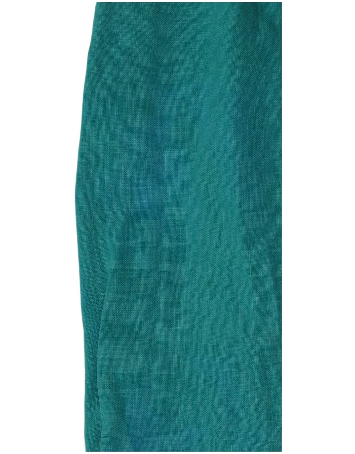 Ralph Lauren Womens Long Sleeve Blouse Top UK 14 Medium Turquoise Linen Size ONE SIZE - 3 Thumbnail
