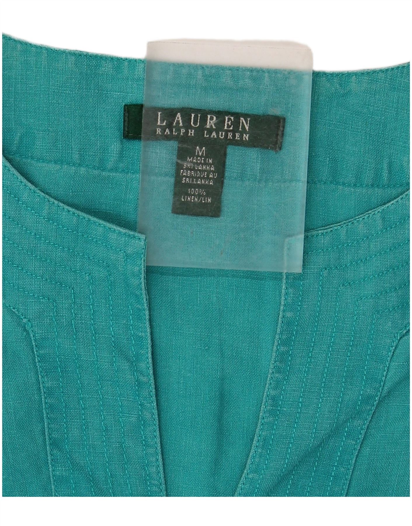 Ralph Lauren Womens Long Sleeve Blouse Top UK 14 Medium Turquoise Linen Size ONE SIZE - 5 Thumbnail