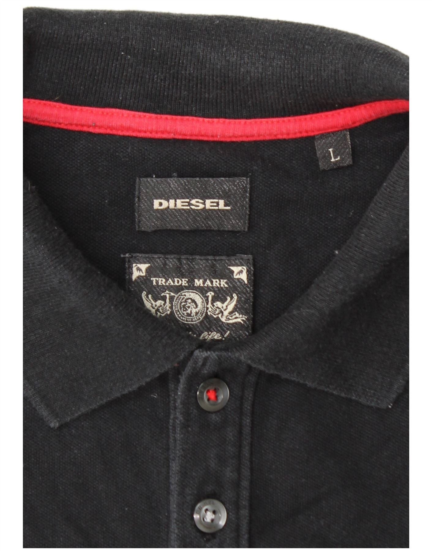 Diesel Mens Polo Shirt Large Black Cotton Size US L / EU 52-54 / 3 - 3 Thumbnail