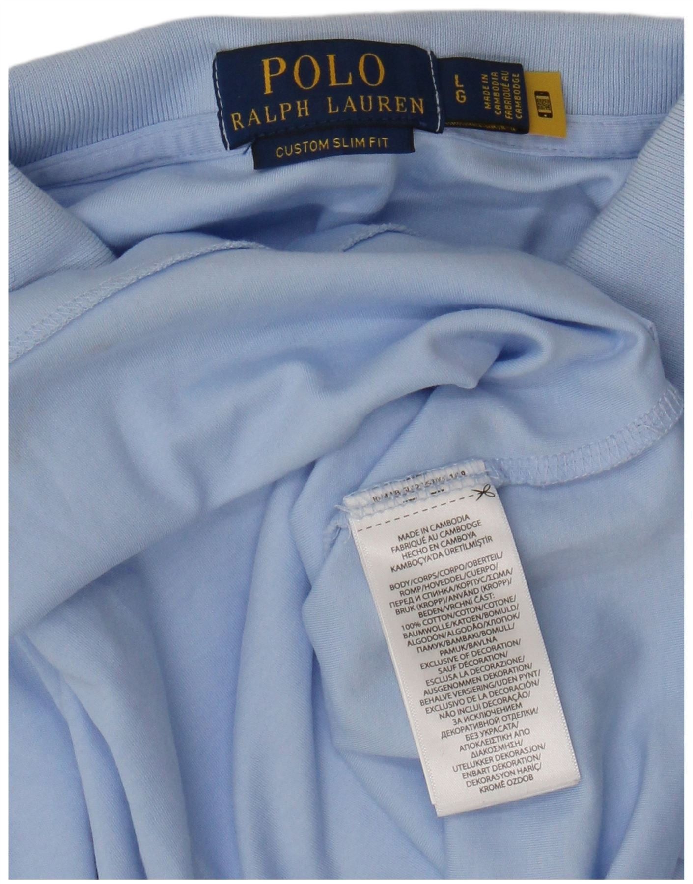 Polo Ralph Lauren Mens Custom Slim Fit Polo Shirt Large Blue Cotton Size US M / EU 48-50 / 2 - 4 Thumbnail