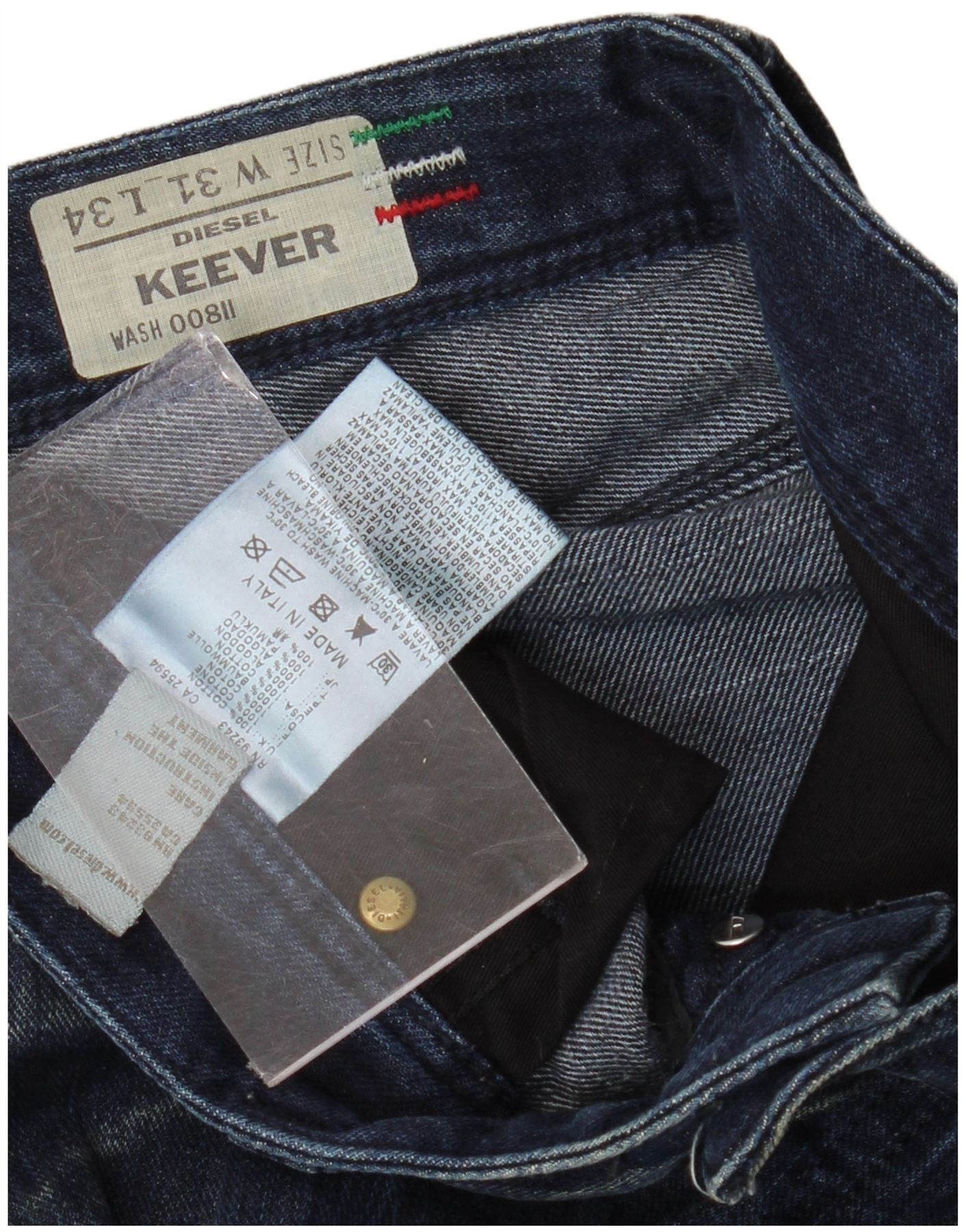 Diesel Mens Keever Distressed Straight Jeans W31 L34 Navy Blue Cott Size US 31 - 4 Thumbnail