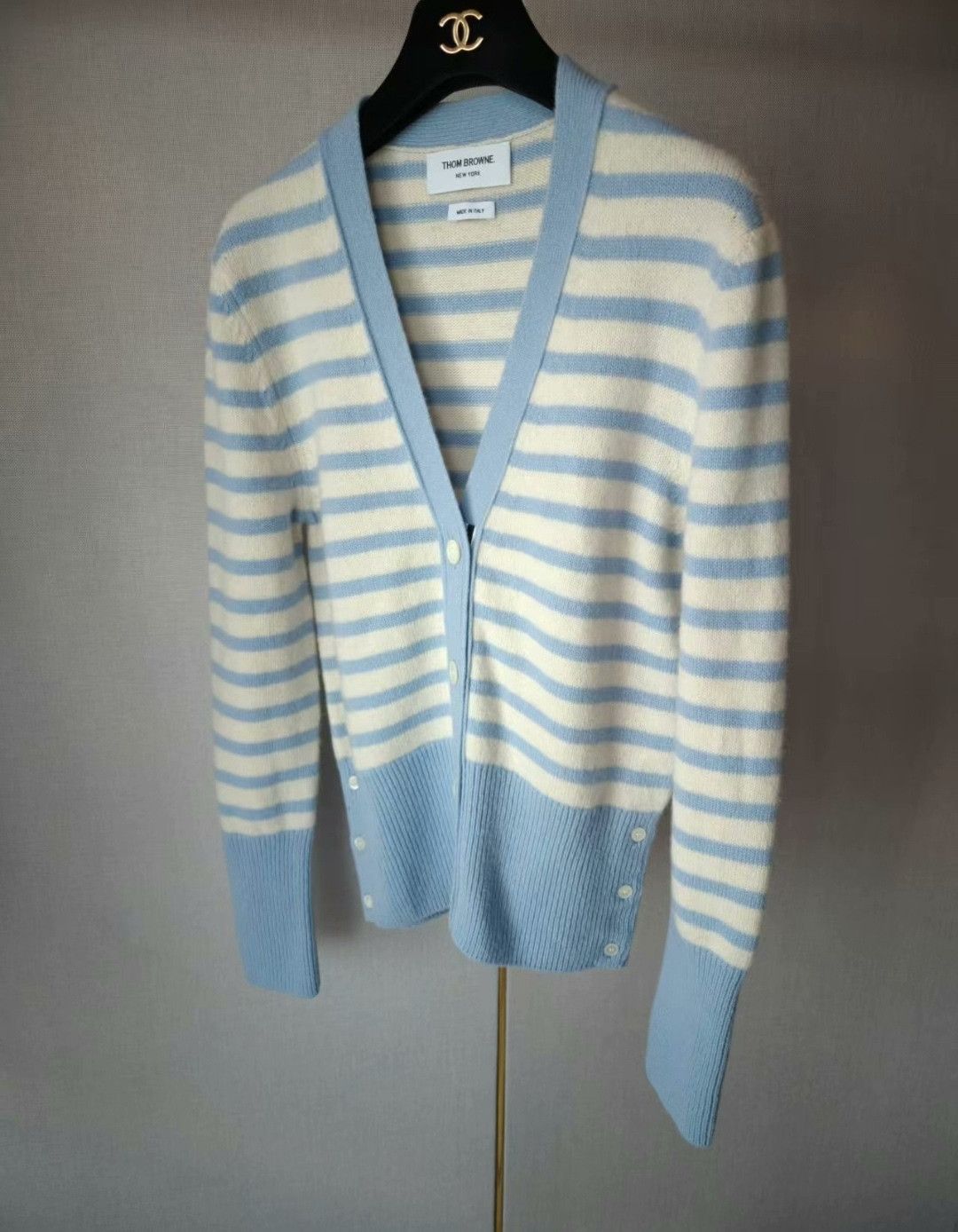 Tory Burch TB Cashmere Striped Cardigan Size M / US 6-8 / IT 42-44 - 5 Thumbnail