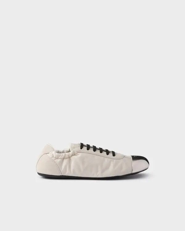 Prada Collapse silver metal toecap sneakers in cream Size US 6 / IT 36 - 2 Thumbnail