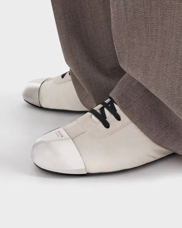 Prada Collapse silver metal toecap sneakers in cream Size US 10 / IT 40 - 3 Thumbnail