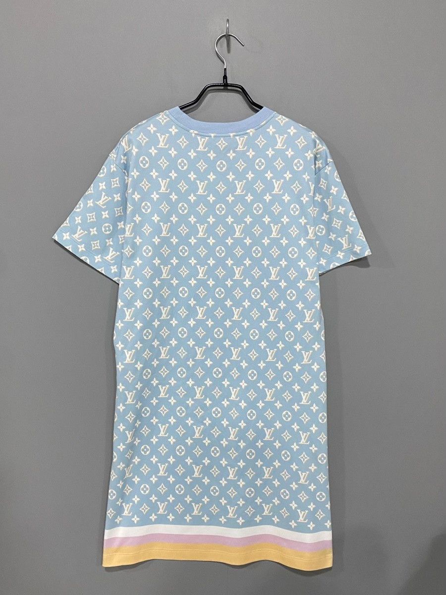 Louis Vuitton Louis Vuitton Blue Monogram Chain Cotton Dress Size L / US 10 / IT 46 - 3 Thumbnail