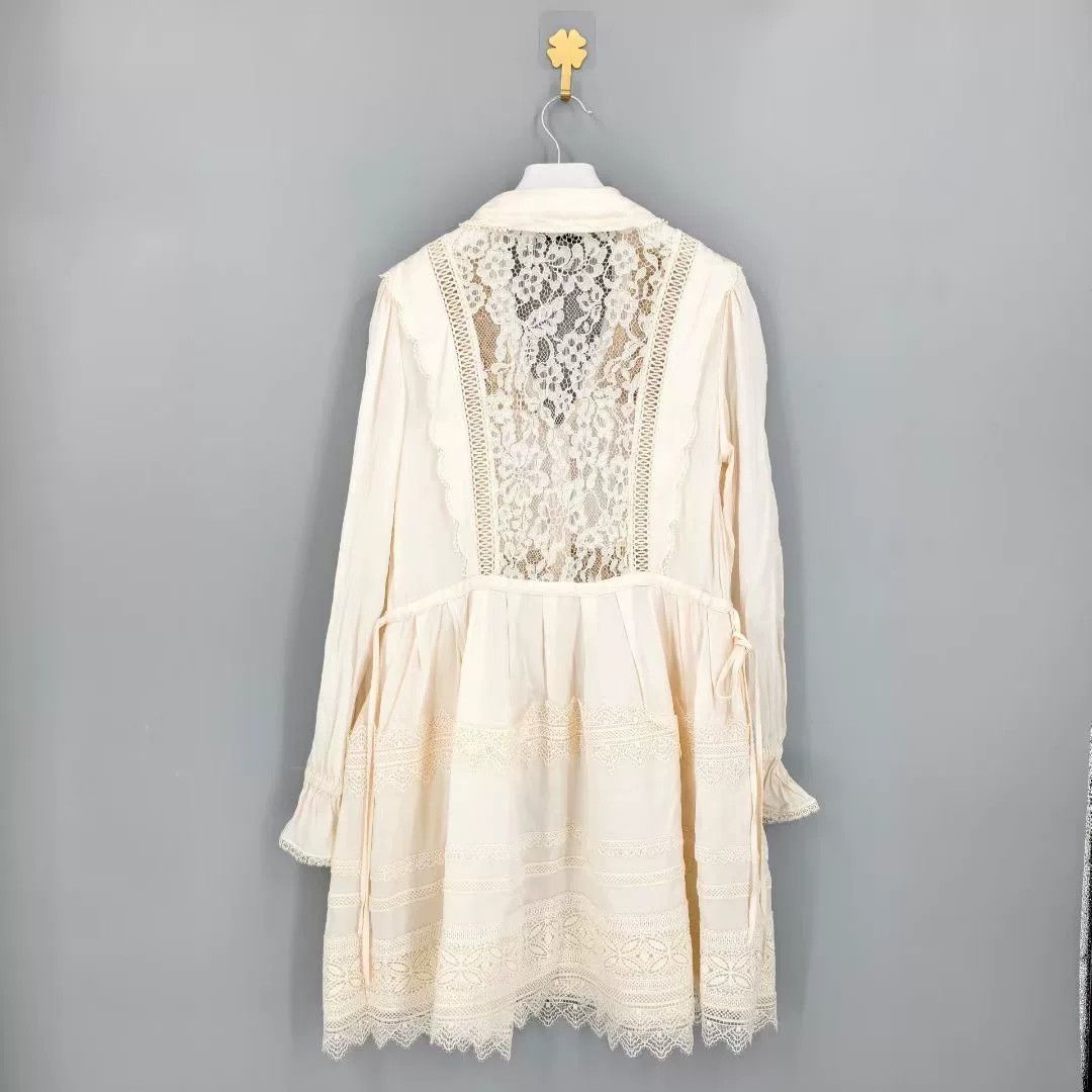 Self-Portrait Self-portrait White Lace V-neck Short-sleeve Dress Size M / US 6-8 / IT 42-44 - 2 Thumbnail