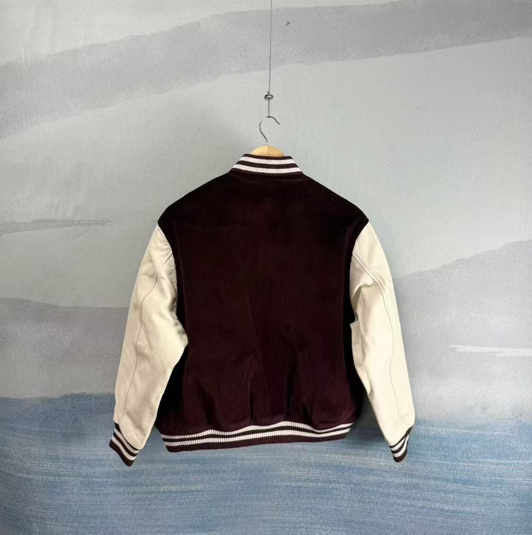 Celine Celine Burgundy Corduroy Leather Patchwork Embroidered Baseball Jacket Size US M / EU 48-50 / 2 - 3 Thumbnail