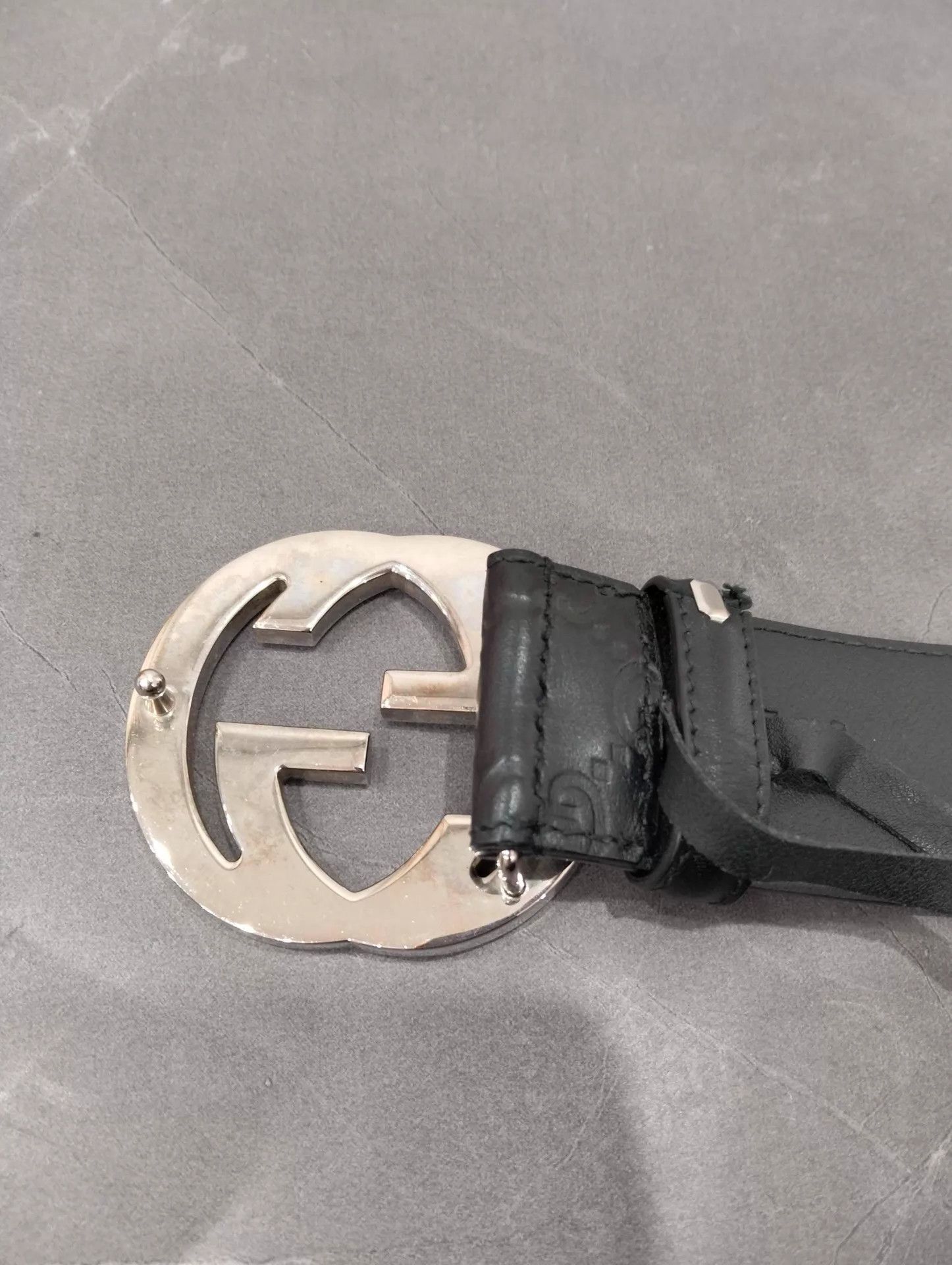 Gucci Black Leather Belt with Interlocking G Buckle Size ONE SIZE - 3 Thumbnail