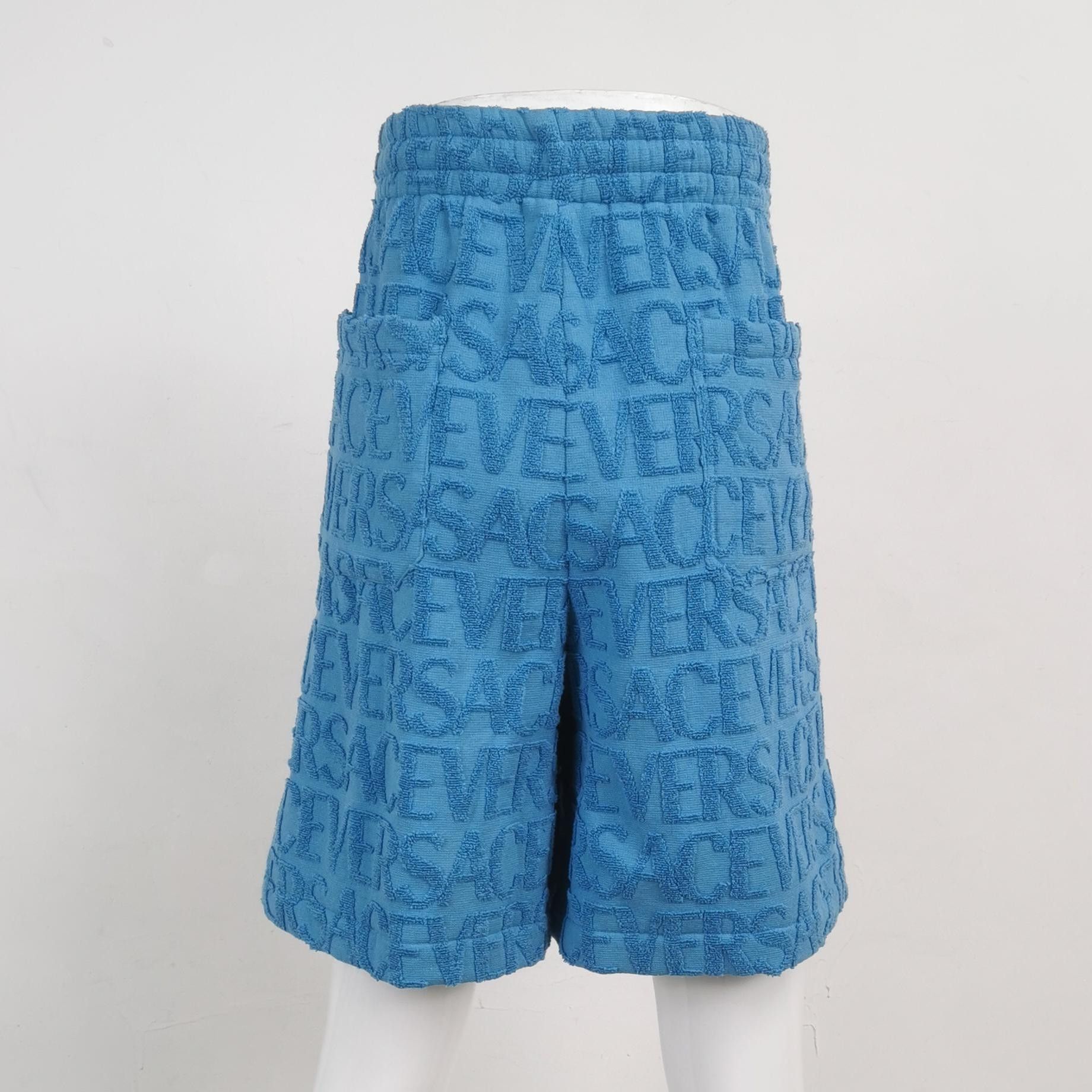 Versace Versace Blue Logo-Embossed Drawstring Shorts Size US 36 / EU 52 - 3 Thumbnail