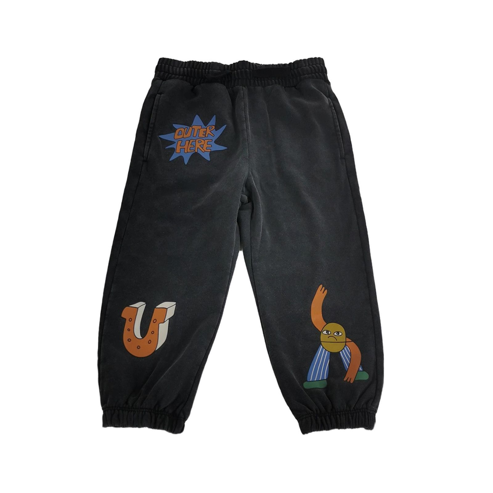 Vintage Black Graphic-Print Cotton Sweatpants XS Size US 26 / EU 42 - 2 Thumbnail