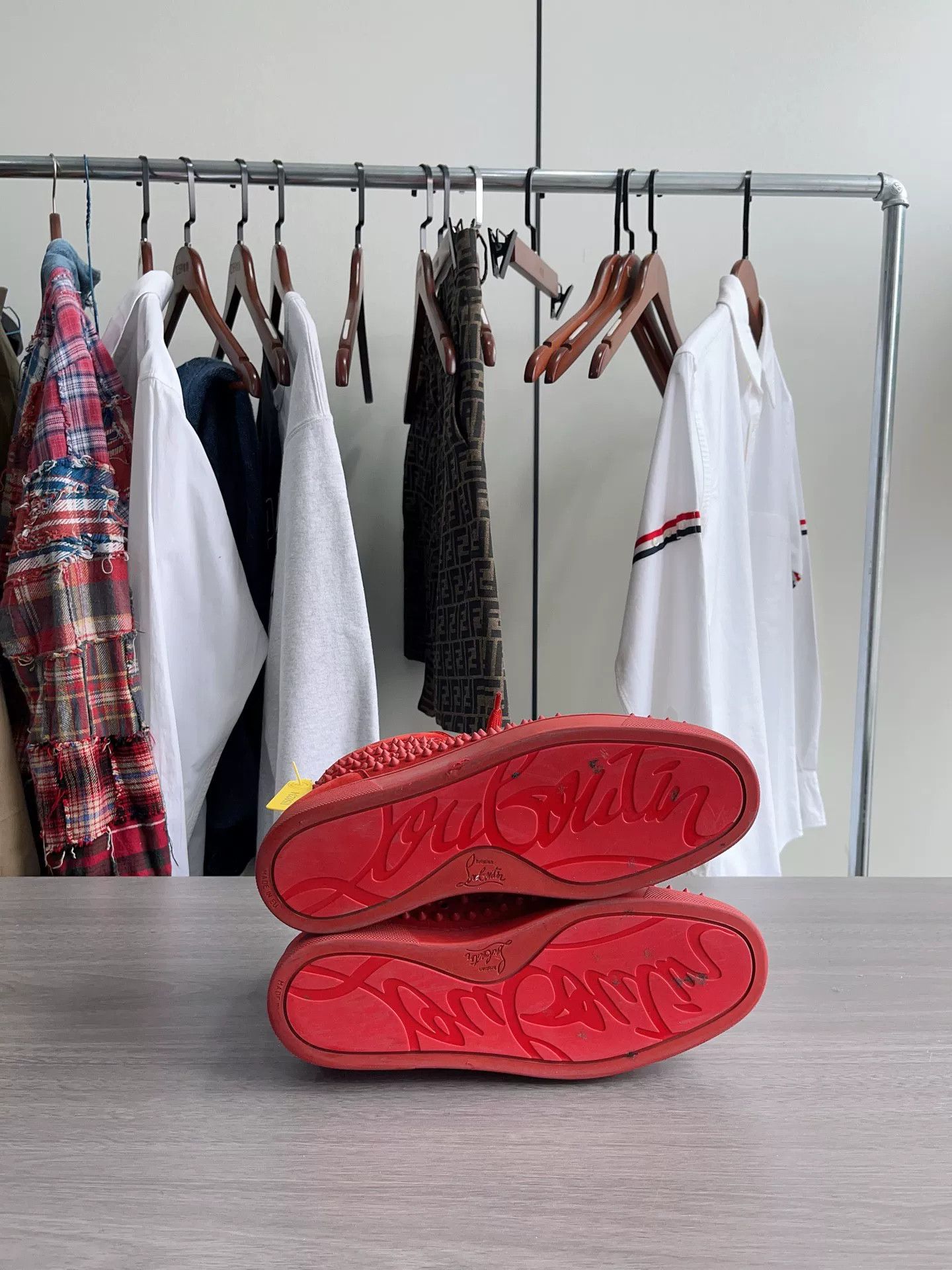 Christian Louboutin Christian Louboutin Red Studded High-Top Shoes Size US 9.5 / EU 42-43 - 8 Thumbnail
