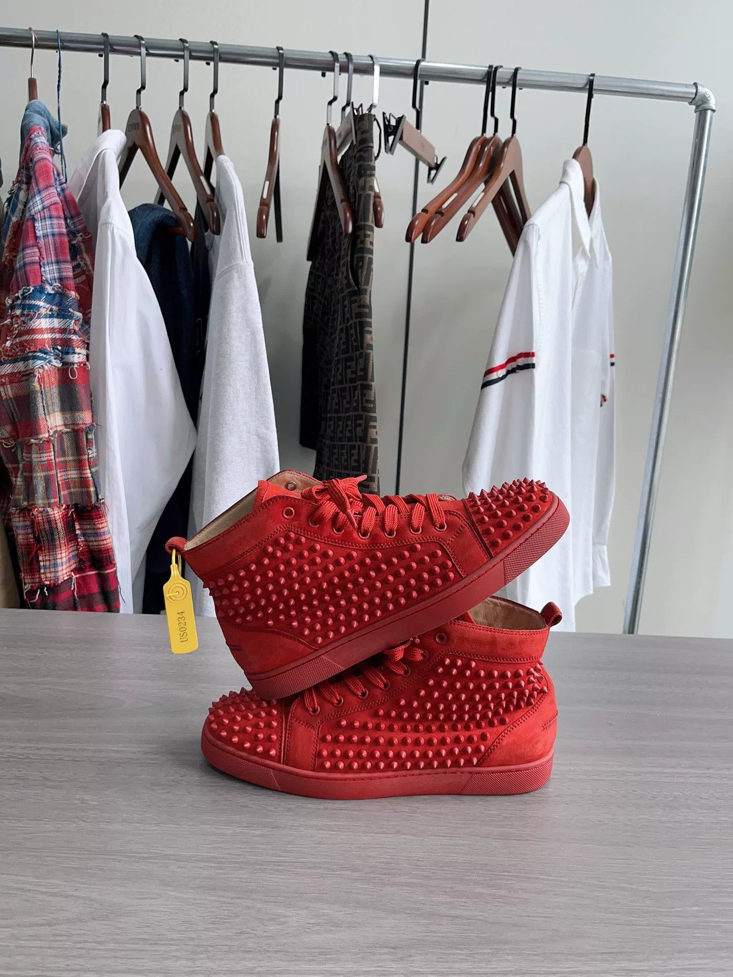 Christian Louboutin Christian Louboutin Red Studded High-Top Shoes Size US 9.5 / EU 42-43 - 5 Thumbnail