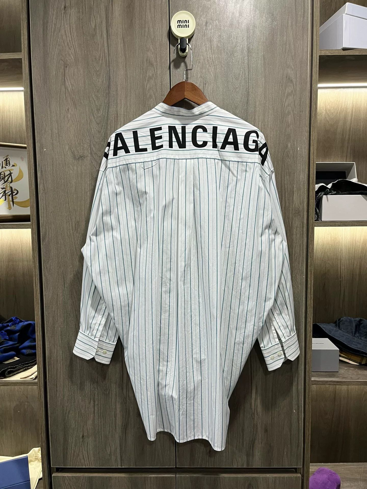 Balenciaga Balenciaga White Striped Logo Bow Cotton Shirt Size XS / US 0-2 / IT 36-38 - 6 Thumbnail