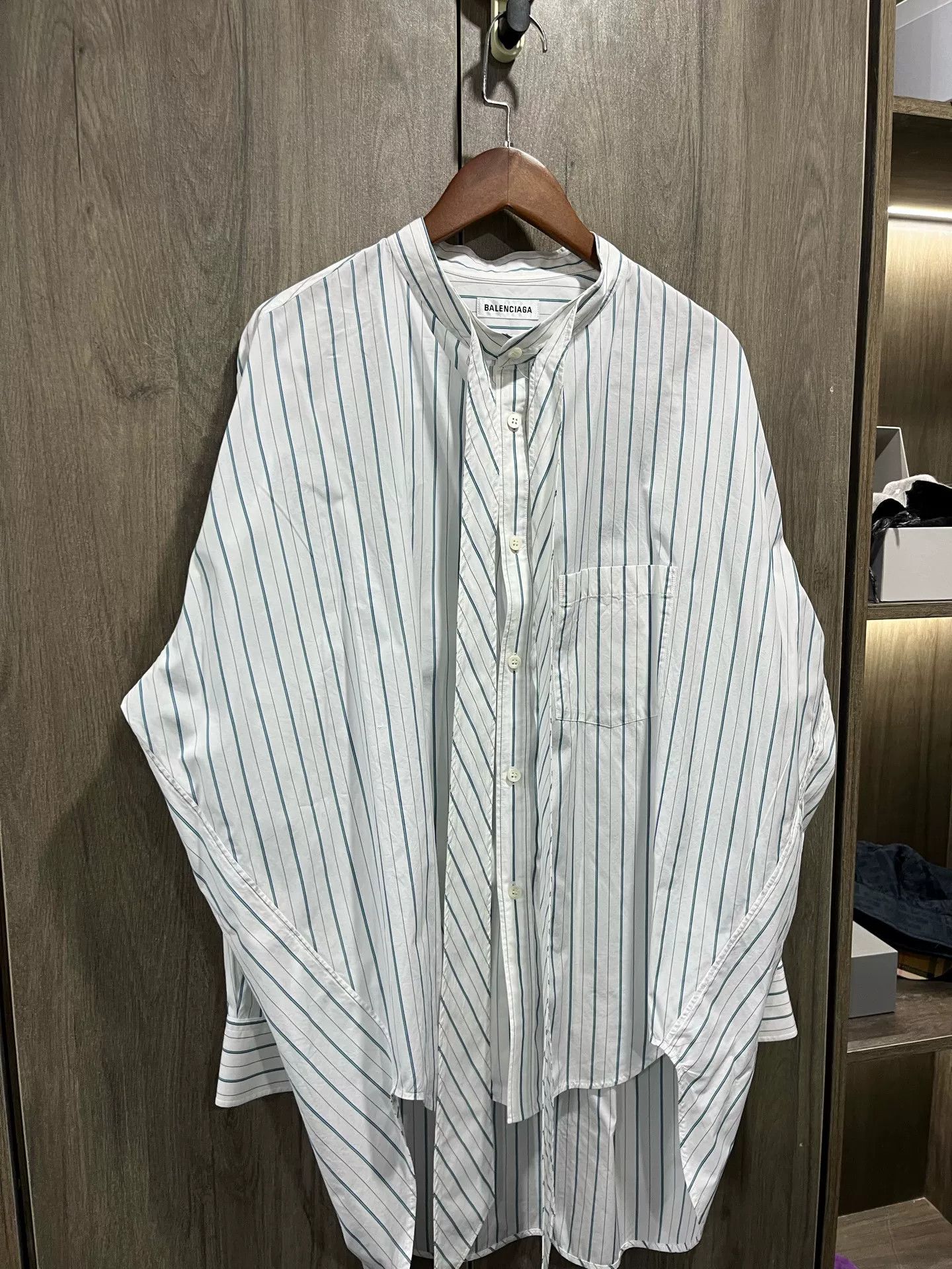 Balenciaga Balenciaga White Striped Logo Bow Cotton Shirt Size XS / US 0-2 / IT 36-38 - 3 Thumbnail