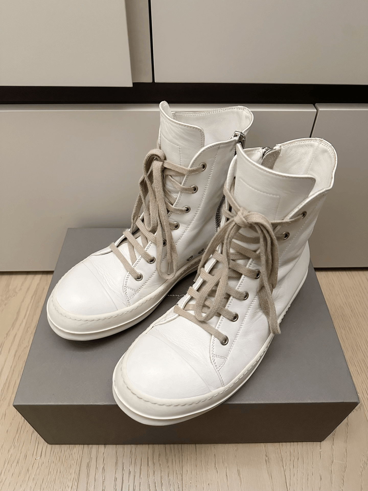 Rick Owens Rick Owens Milk High-Top Leather Sneakers Size US 8 / EU 41 - 5 Thumbnail