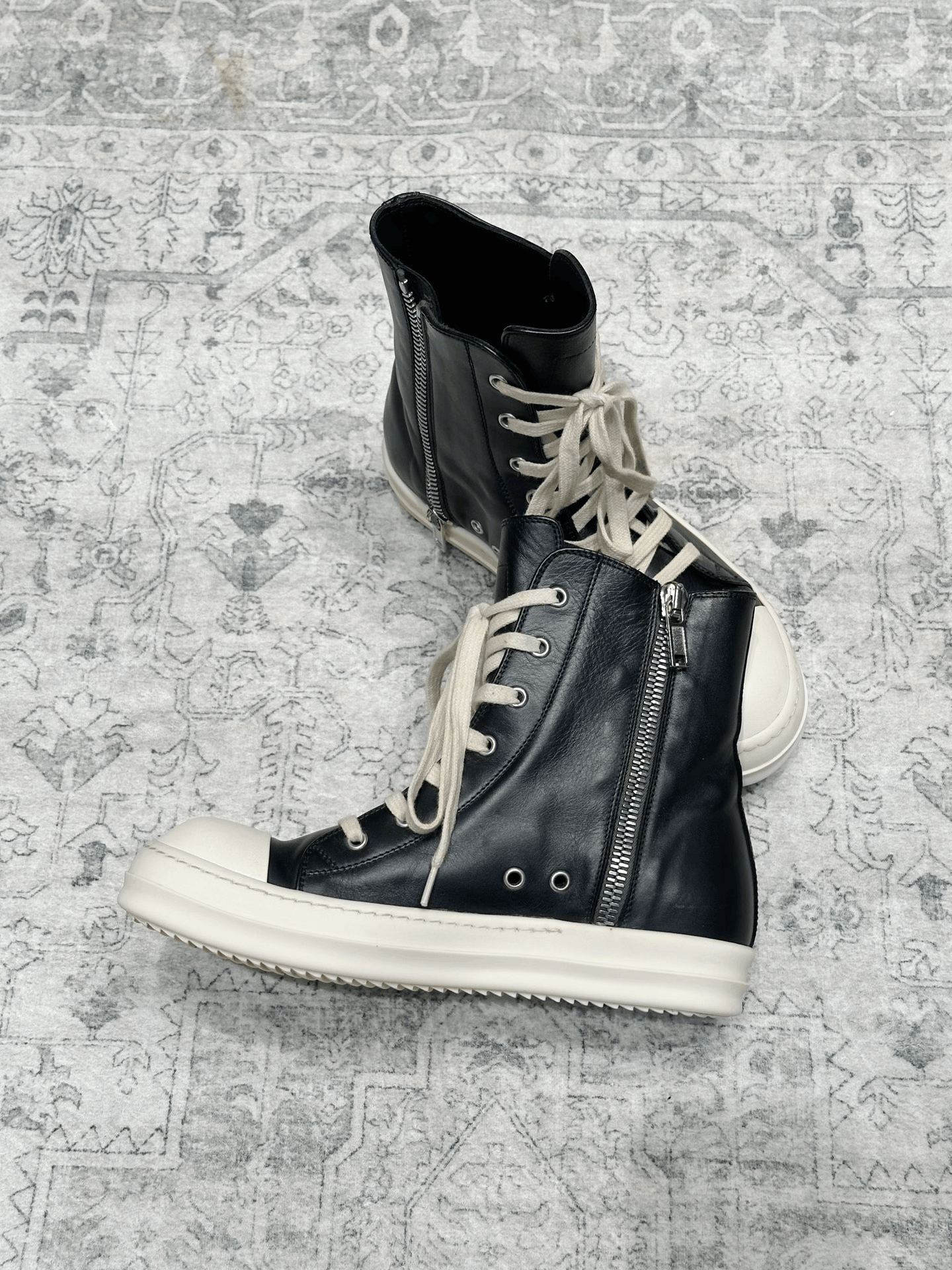 Rick Owens Rick Owens High-Top Leather Zip Sneakers Size US 7 / EU 40 - 5 Thumbnail