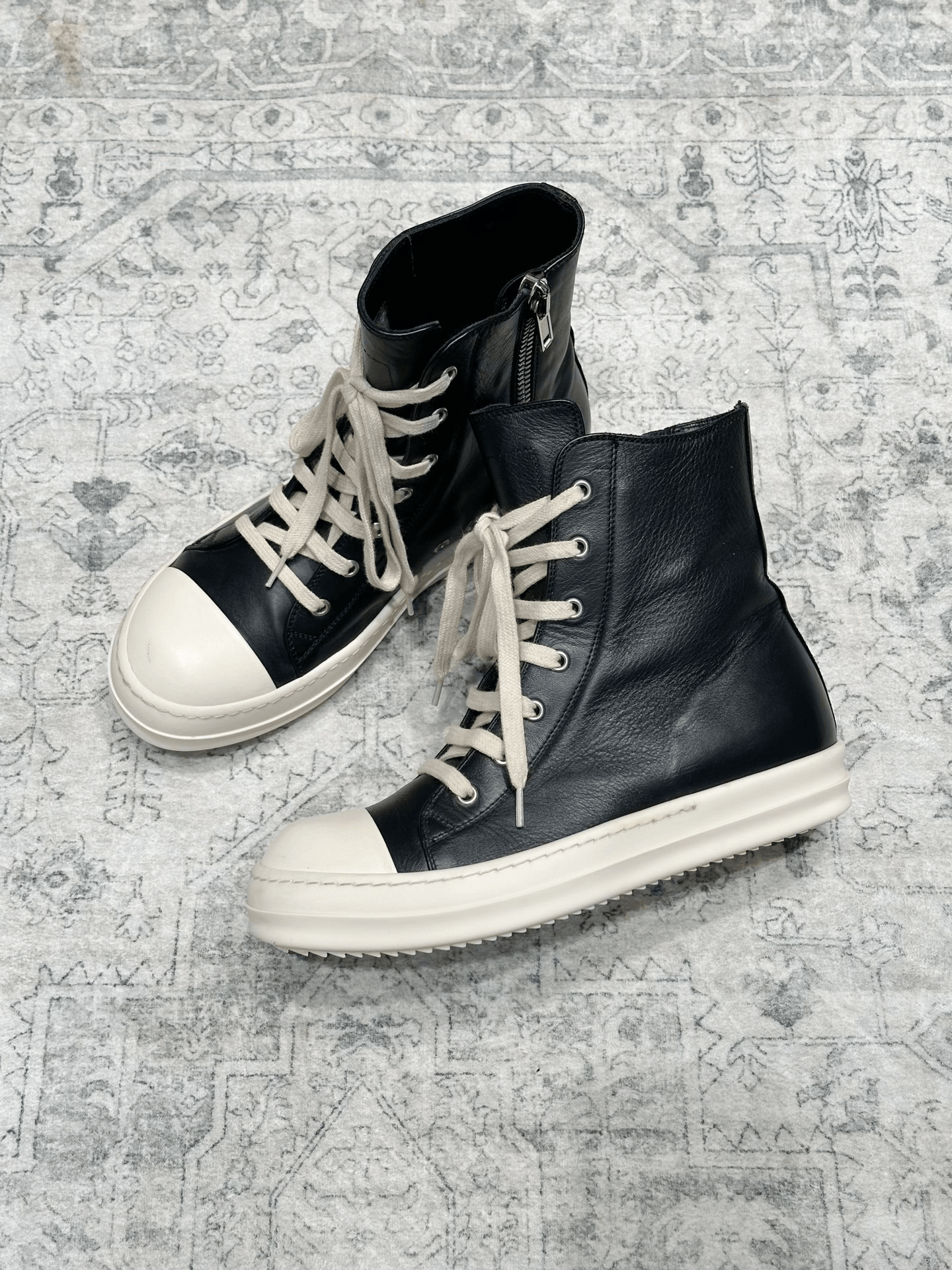 Rick Owens Rick Owens High-Top Leather Zip Sneakers Size US 7 / EU 40 - 4 Thumbnail
