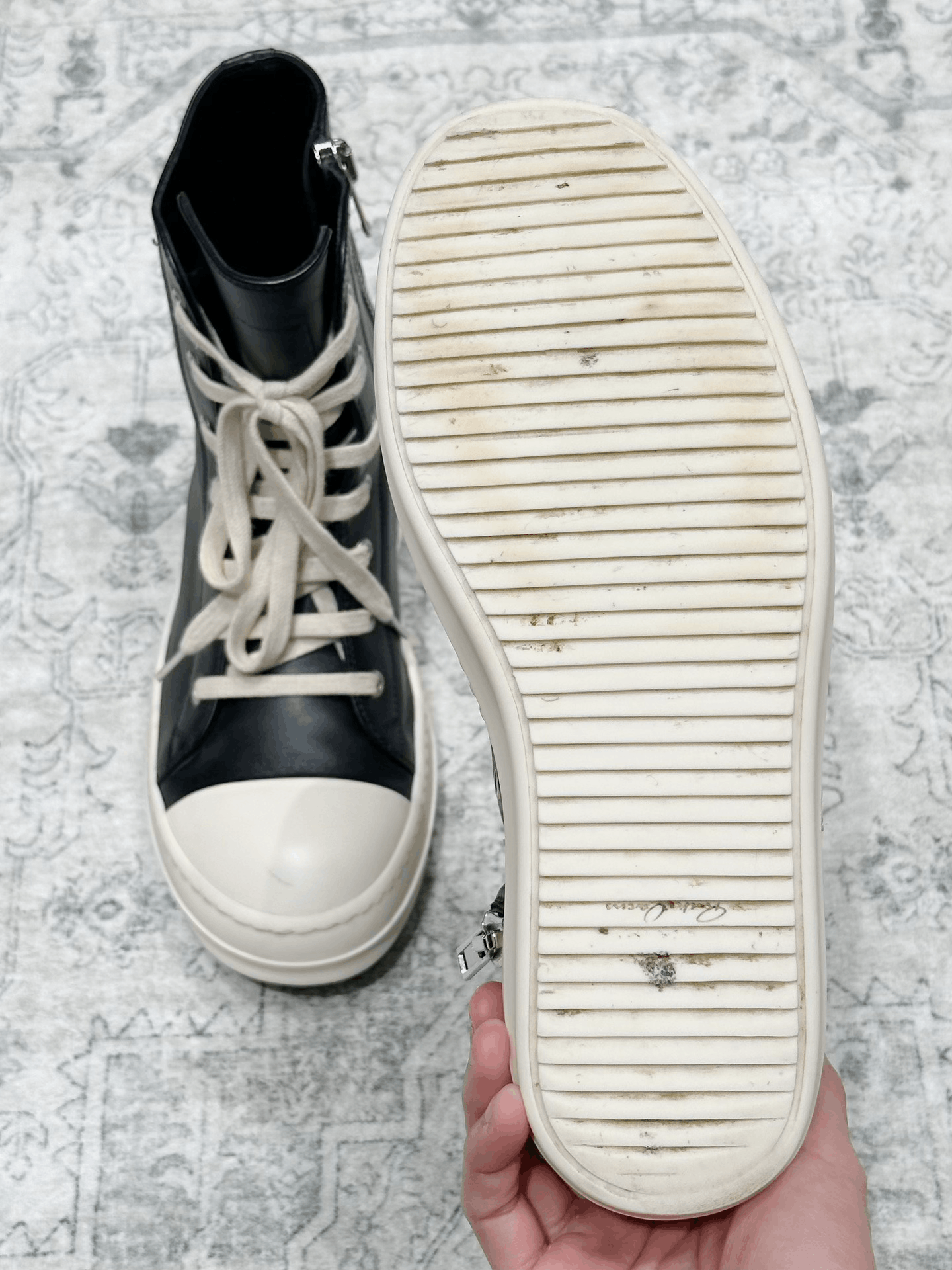 Rick Owens Rick Owens High-Top Leather Zip Sneakers Size US 7 / EU 40 - 8 Thumbnail