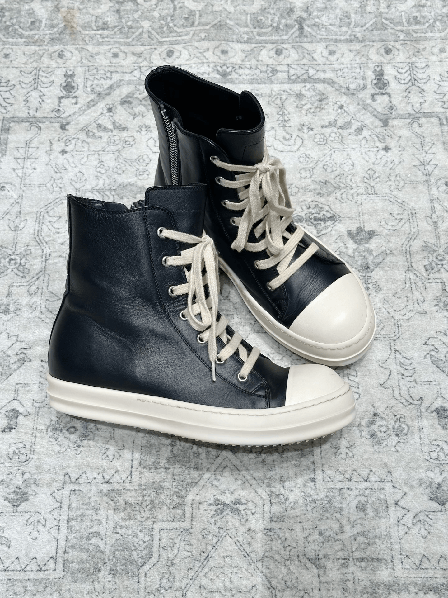 Rick Owens Rick Owens High-Top Leather Zip Sneakers Size US 7 / EU 40 - 3 Thumbnail