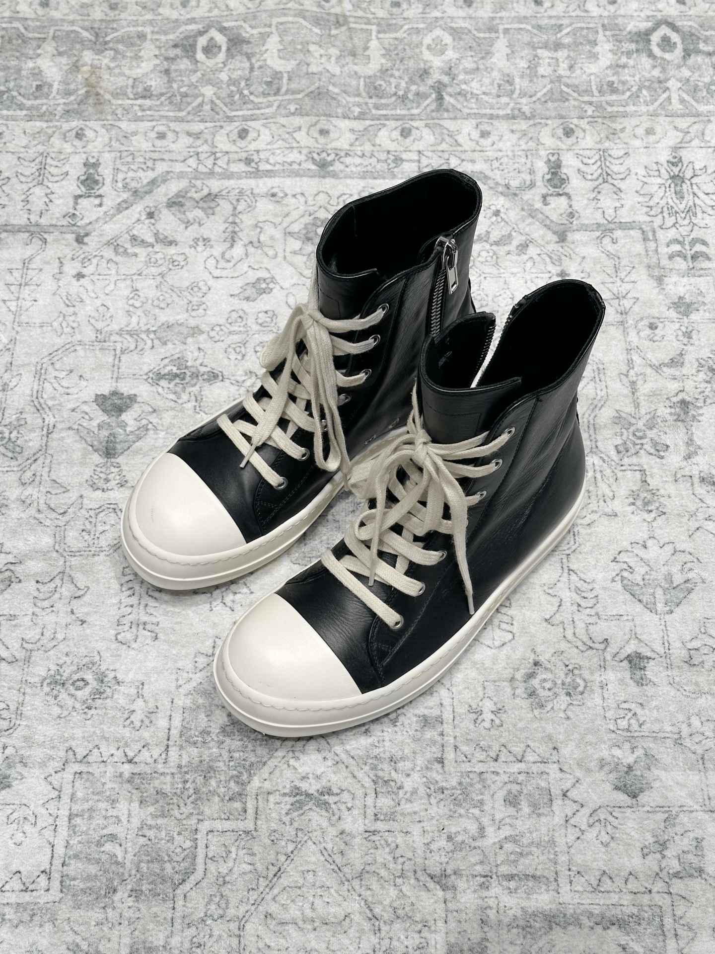 Rick Owens Rick Owens High-Top Leather Zip Sneakers Size US 7 / EU 40 - 2 Thumbnail