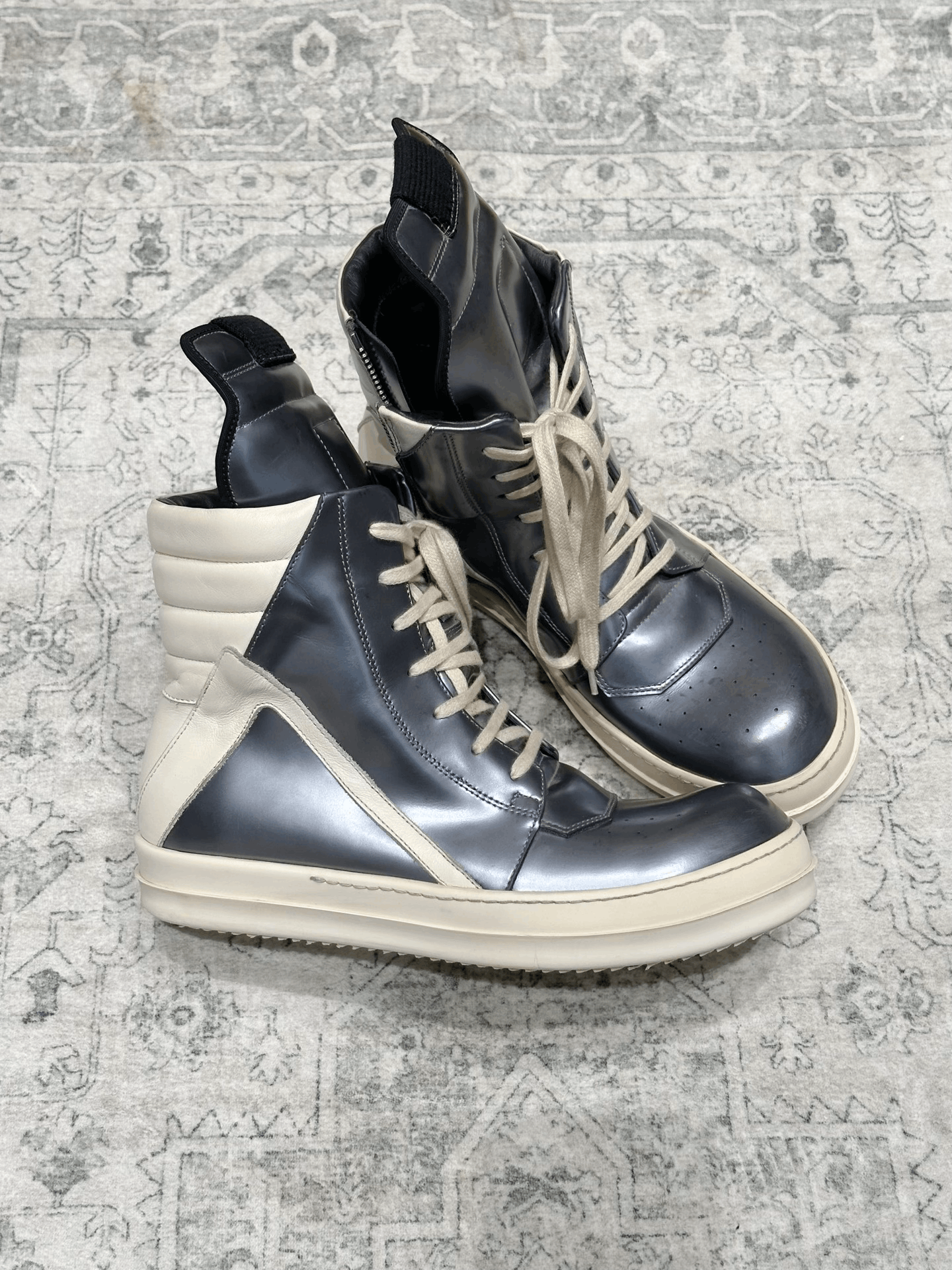 Rick Owens Rick Owens Silver High-Top Sneakers Size US 7 / EU 40 - 4 Thumbnail