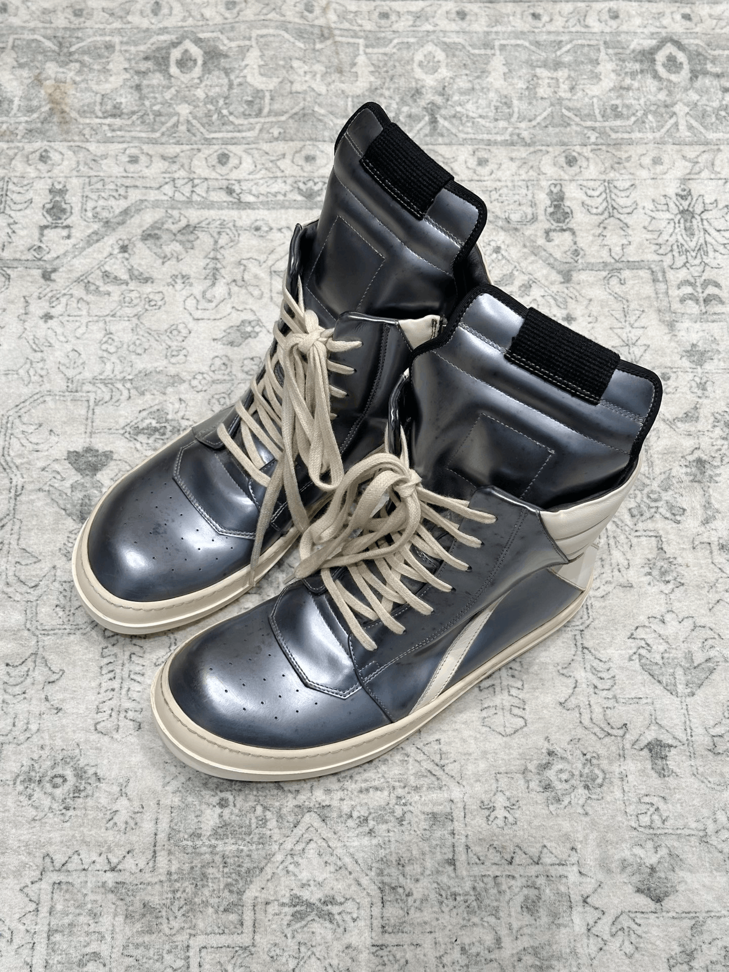Rick Owens Rick Owens Silver High-Top Sneakers Size US 7 / EU 40 - 3 Thumbnail