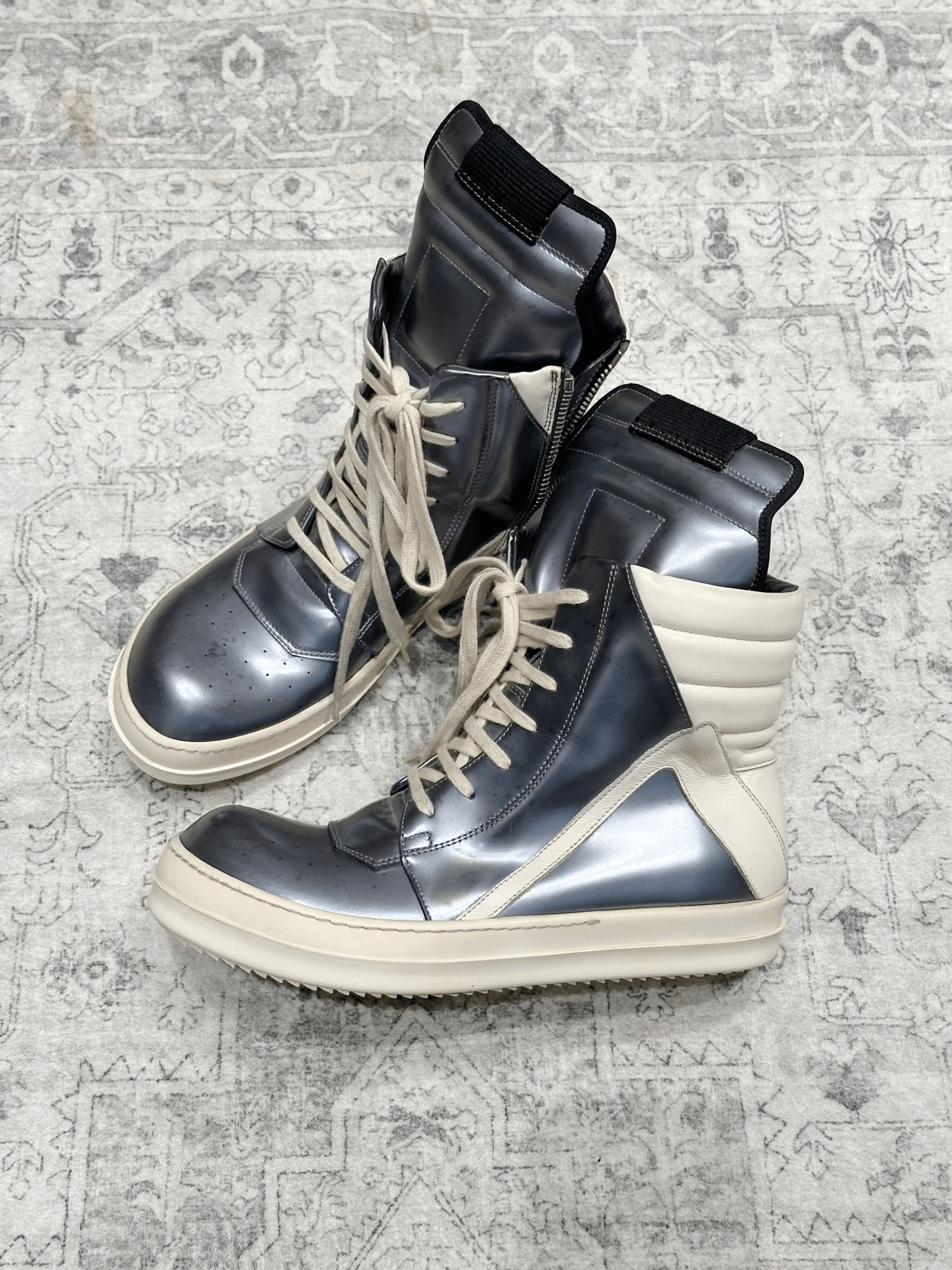 Rick Owens Rick Owens Silver High-Top Sneakers Size US 7 / EU 40 - 5 Thumbnail