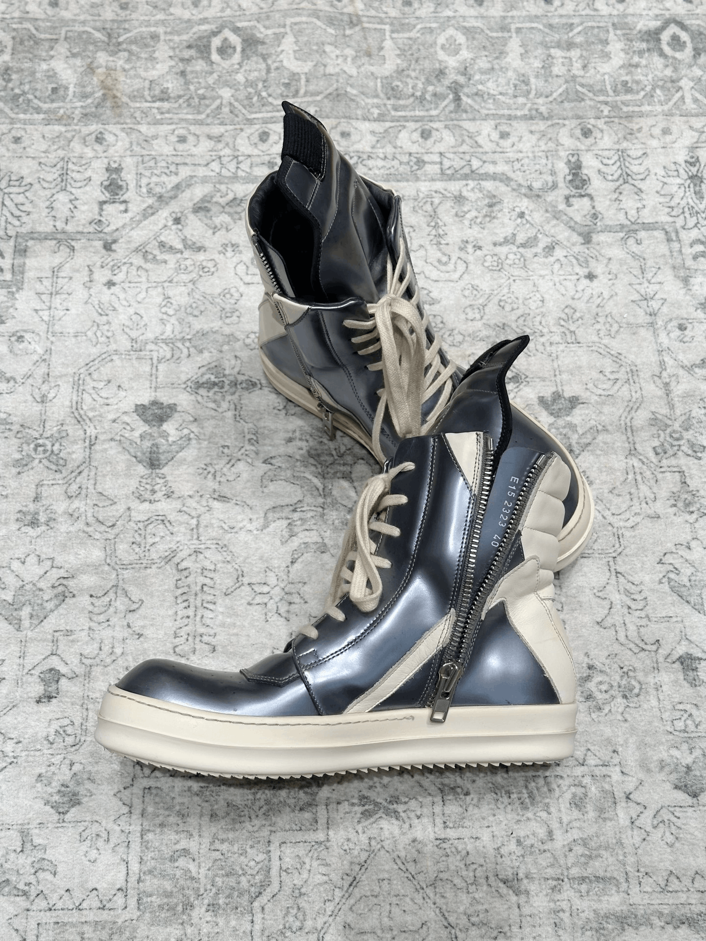 Rick Owens Rick Owens Silver High-Top Sneakers Size US 7 / EU 40 - 6 Thumbnail