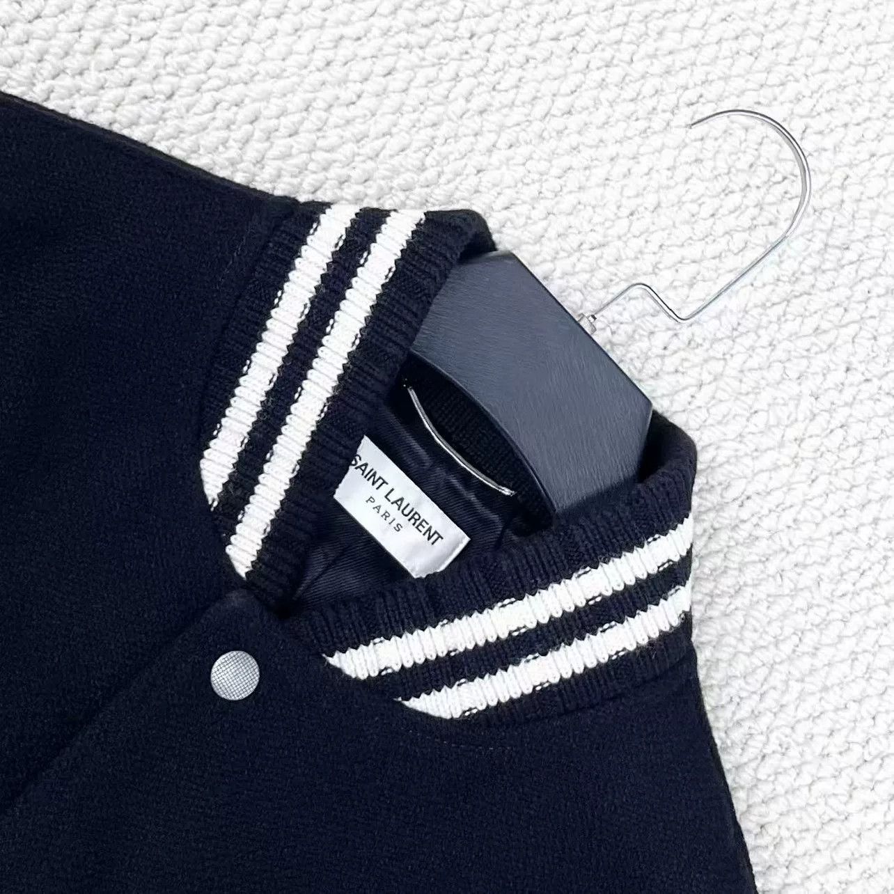 Saint Laurent Paris Saint Laurent Wool Baseball Jacket Back Logo Size US L / EU 52-54 / 3 - 3 Thumbnail