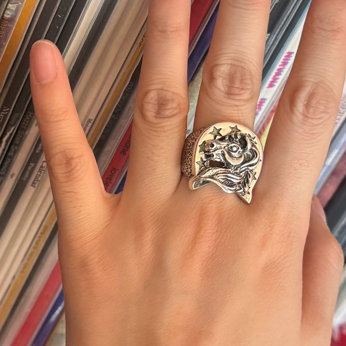 Vintage Vintage American Handmade 3D Horseshoe 925 Silver Ring Size ONE SIZE - 2 Thumbnail