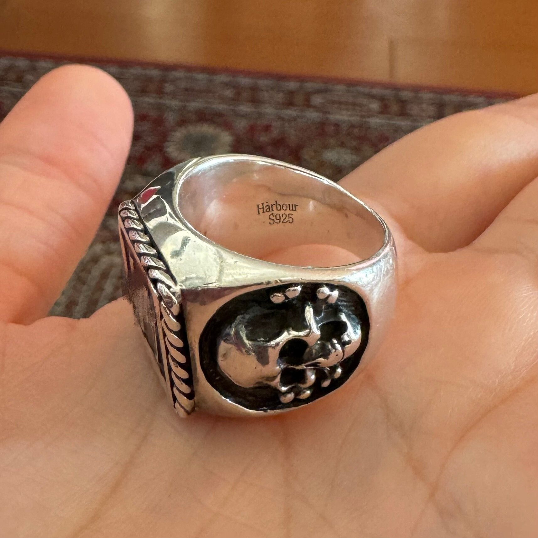 Vintage Enamel Skull Lightning Ring Size ONE SIZE - 6 Thumbnail