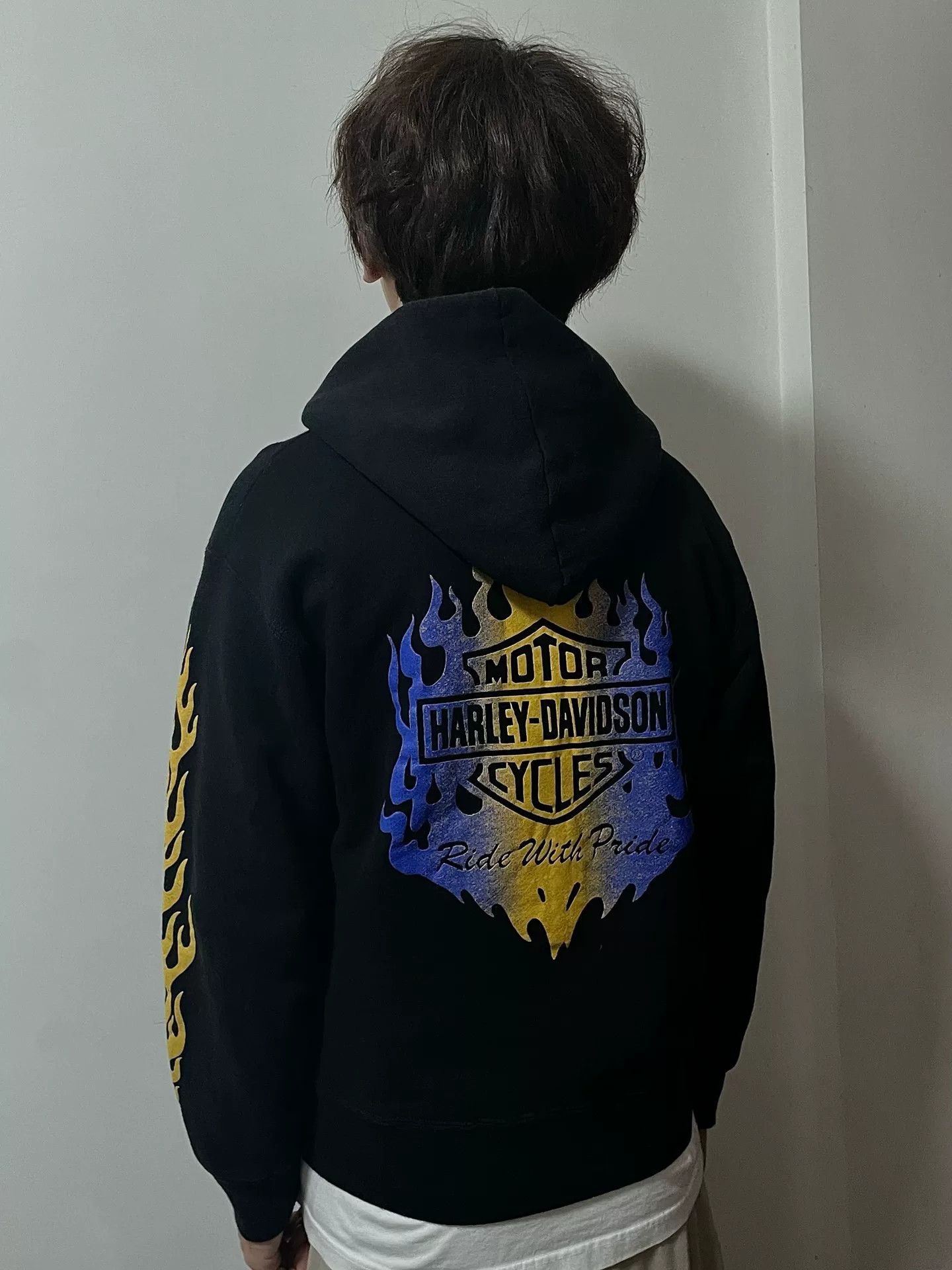 Vintage Vintage 90s Harley Davidson Flame Hoodie Size US M / EU 48-50 / 2 - 8 Thumbnail