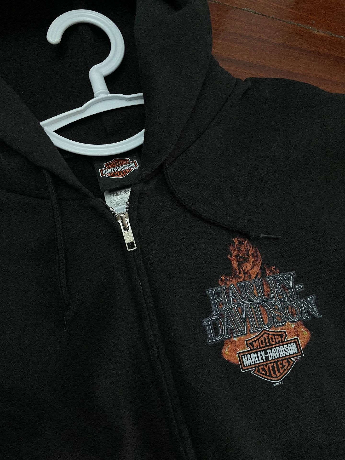 Vintage Vintage Harley Flame Zipup Hoodie Size US XL / EU 56 / 4 - 2 Thumbnail