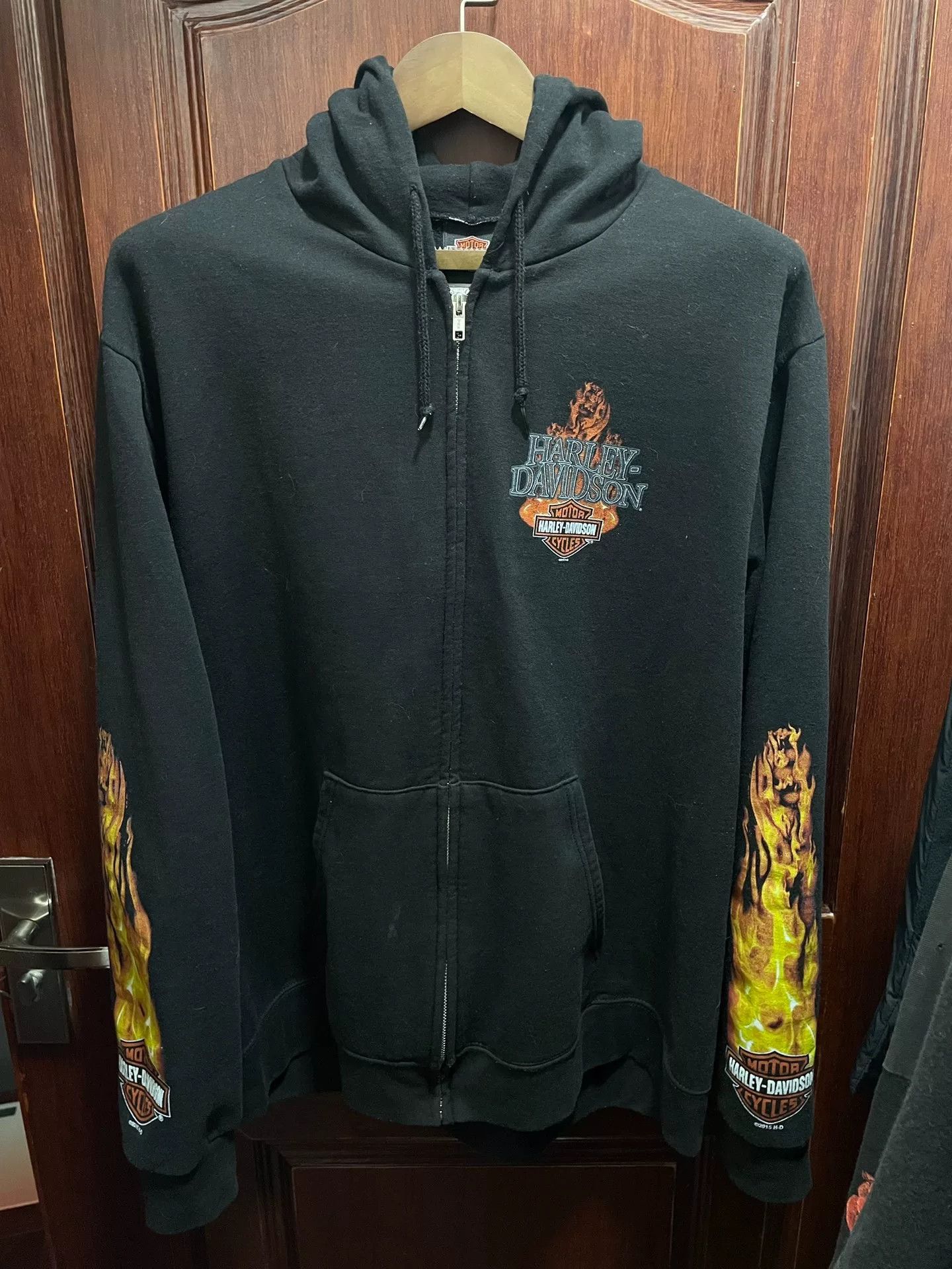 Vintage Vintage Harley Flame Zipup Hoodie Size US XL / EU 56 / 4 - 4 Thumbnail
