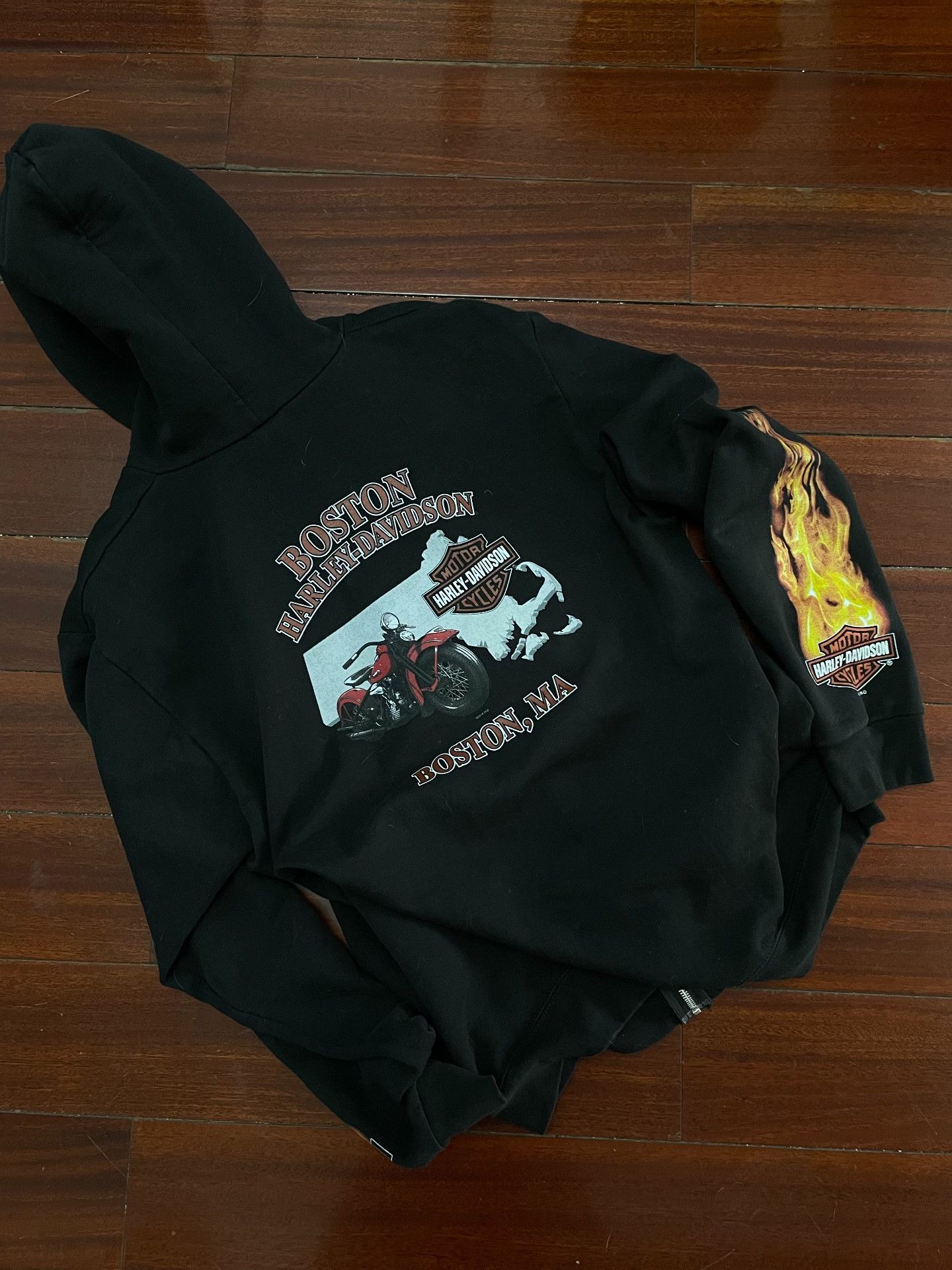 Vintage Vintage Harley Flame Zipup Hoodie Size US XL / EU 56 / 4 - 3 Thumbnail