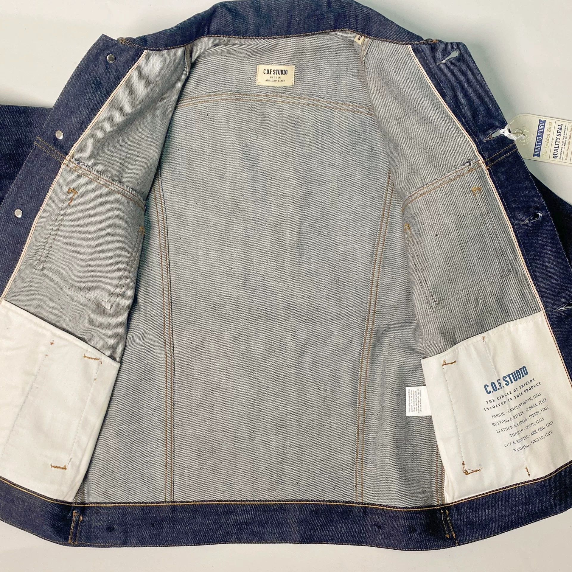 Other Italian C O F Original Selvedge Denim Jacket Size US S / EU 44-46 / 1 - 6 Thumbnail