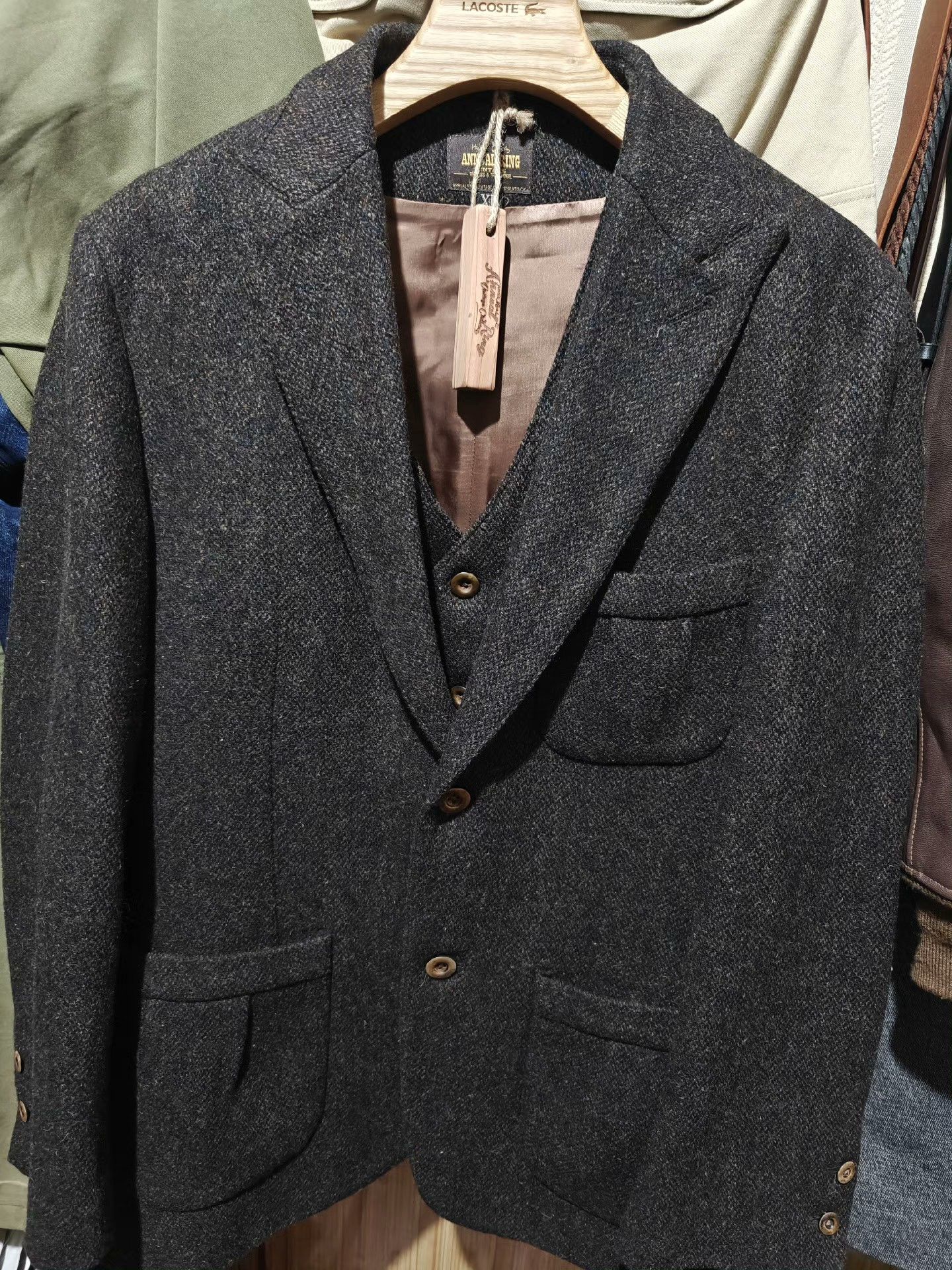 Vintage Retro Tweed Wool Men's Blazer Size US XL / EU 56 / 4 - 4 Thumbnail