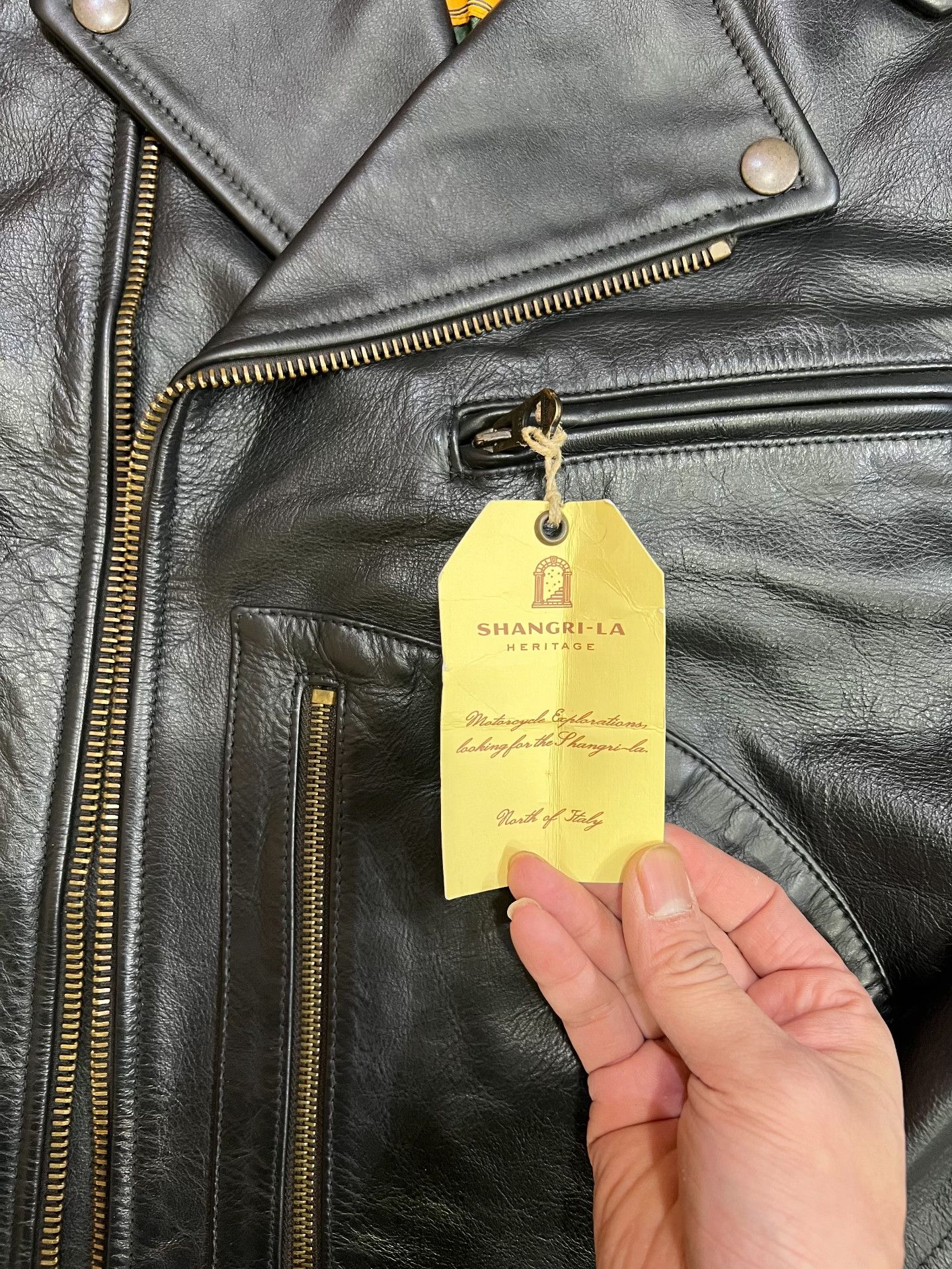 Other Shangri-La Heritage Cowhide Diagonal Zipper Biker Jacket Size US L / EU 52-54 / 3 - 3 Thumbnail
