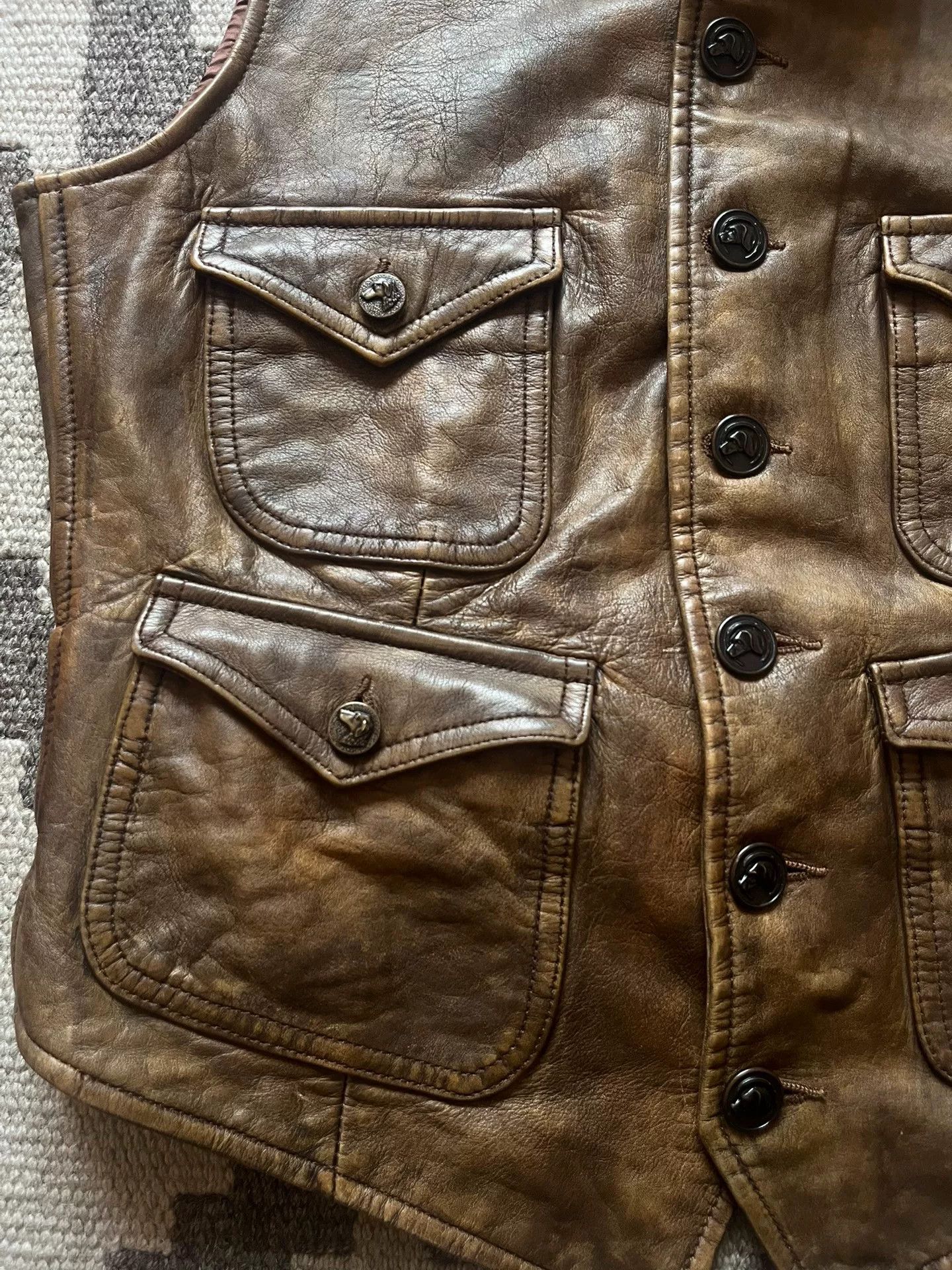 RRL Ralph Lauren Ralph Lauren Vintage Leather Hunting Vest Size US M / EU 48-50 / 2 - 3 Thumbnail